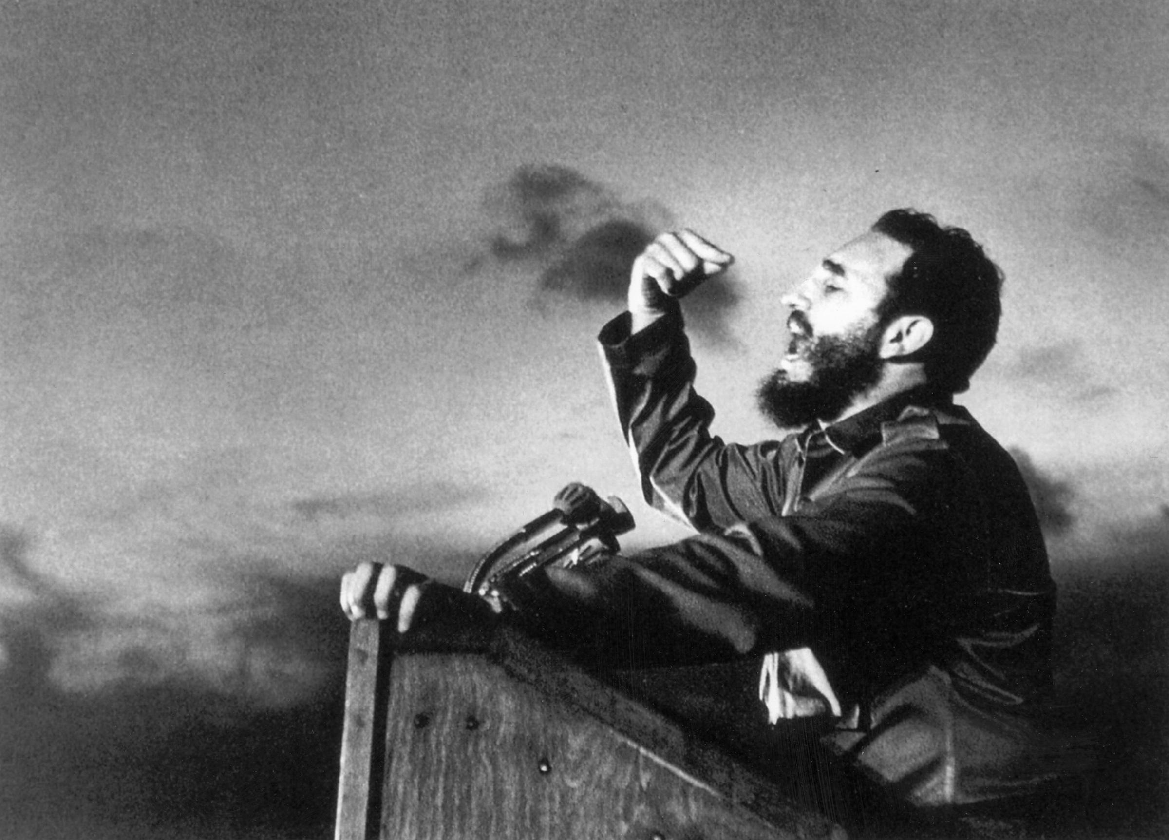 Fidel Castro, a master orator, delivers a speech circa 1960.