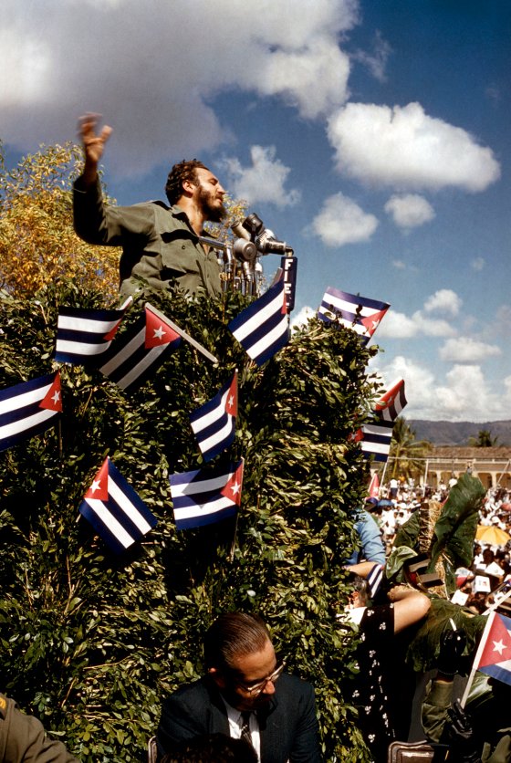 Cuba's Fidel Castro delivers a speech in 1960.