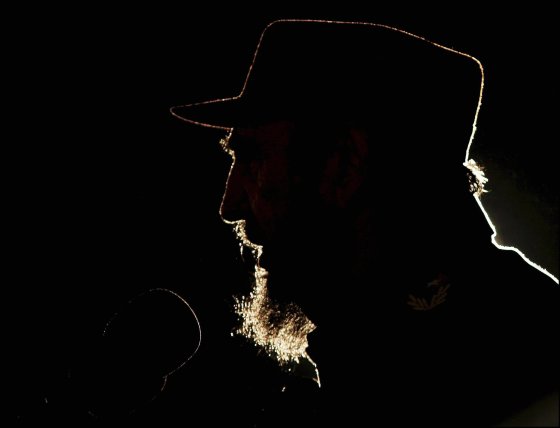 Cuban President Fidel Castro delivers a speech in Havana on Feb. 2, 2006, as Venezuelan President Hugo Chavez, having just been likened to Adolf Hitler by the Bush administration, received a U.N. prize named for Cuban independence hero Jose Mart’i.