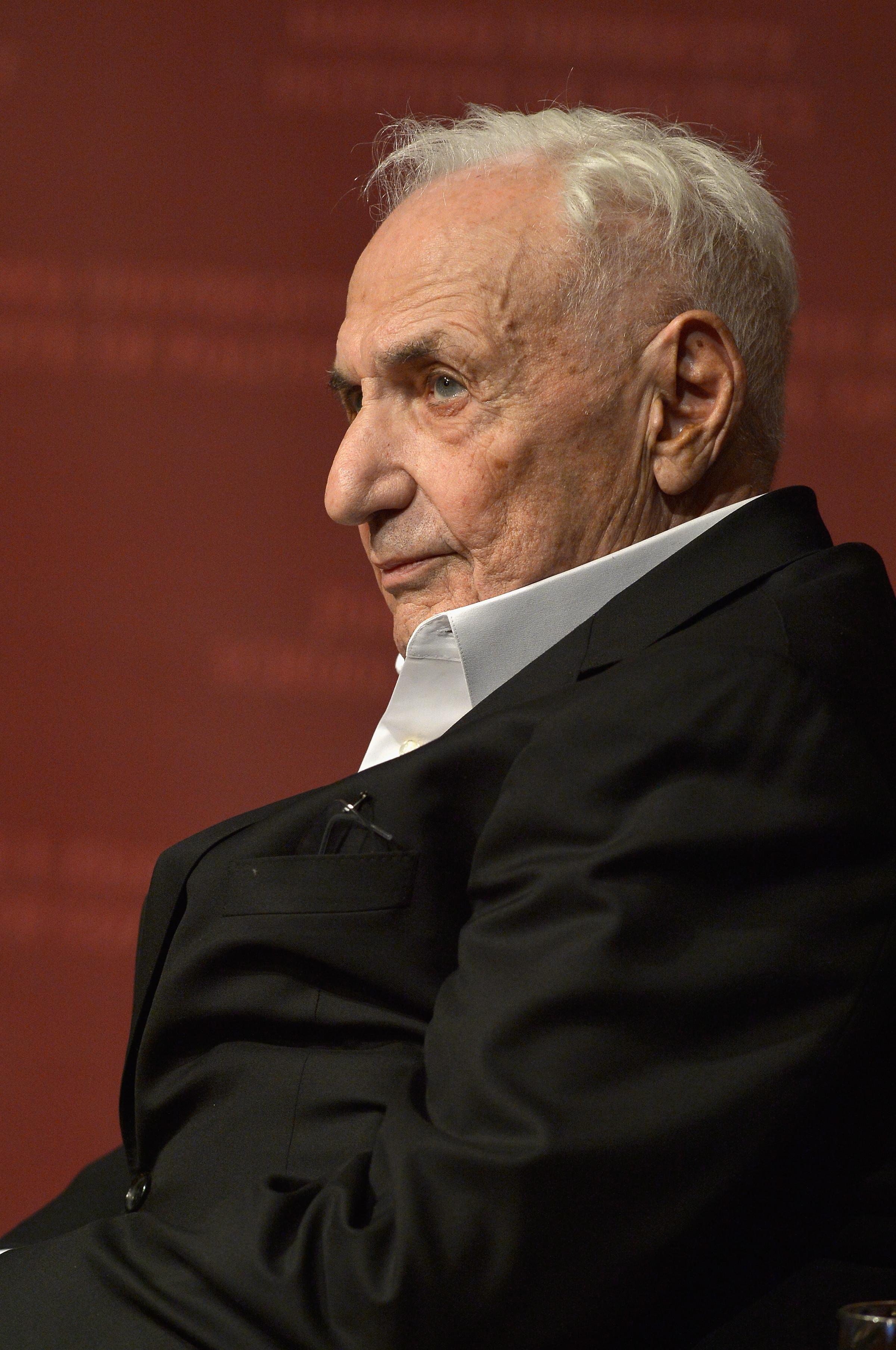 Frank Gehry during "A Conversation with Architect Frank Gehry" at Harvard University in Cambridge, Mass. on Nov. 13, 2015.