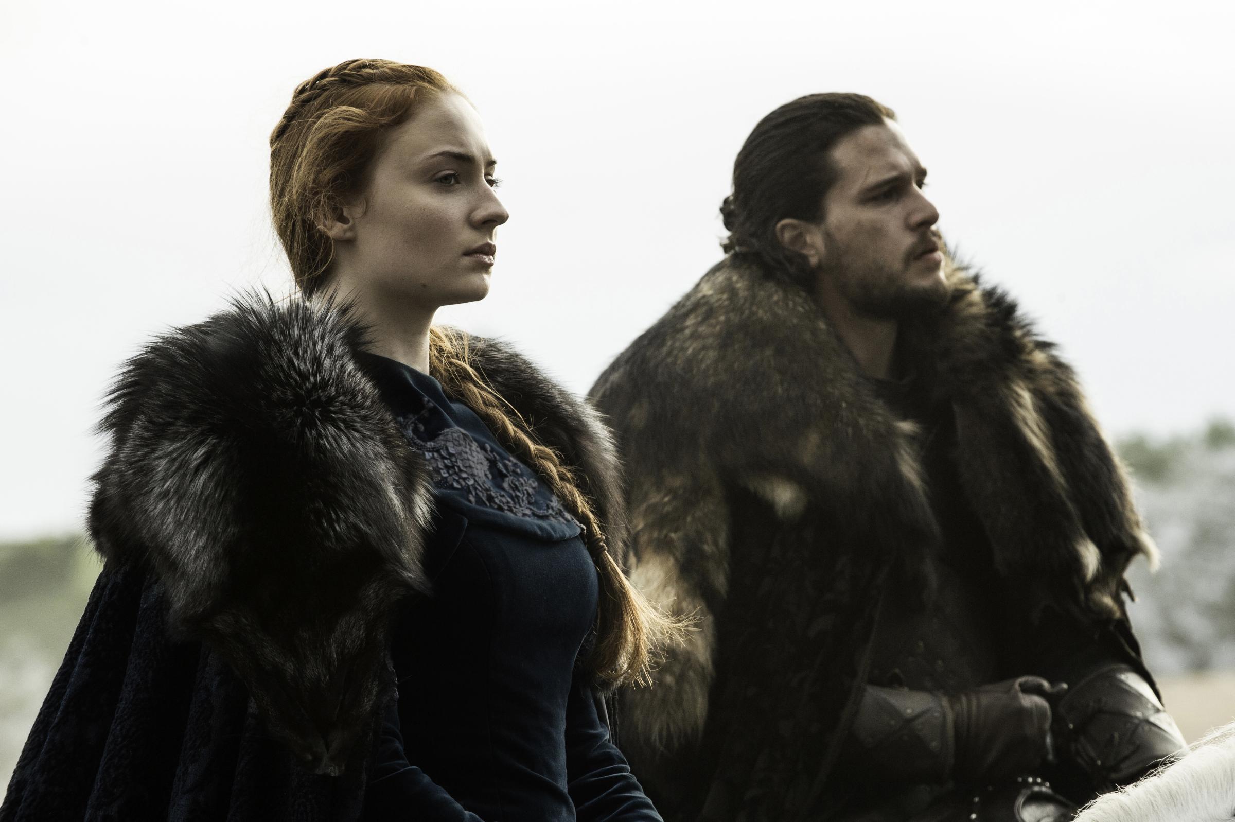 Sophie Turner and Kit Harington in Game of Thrones, season 6, episode 9.
