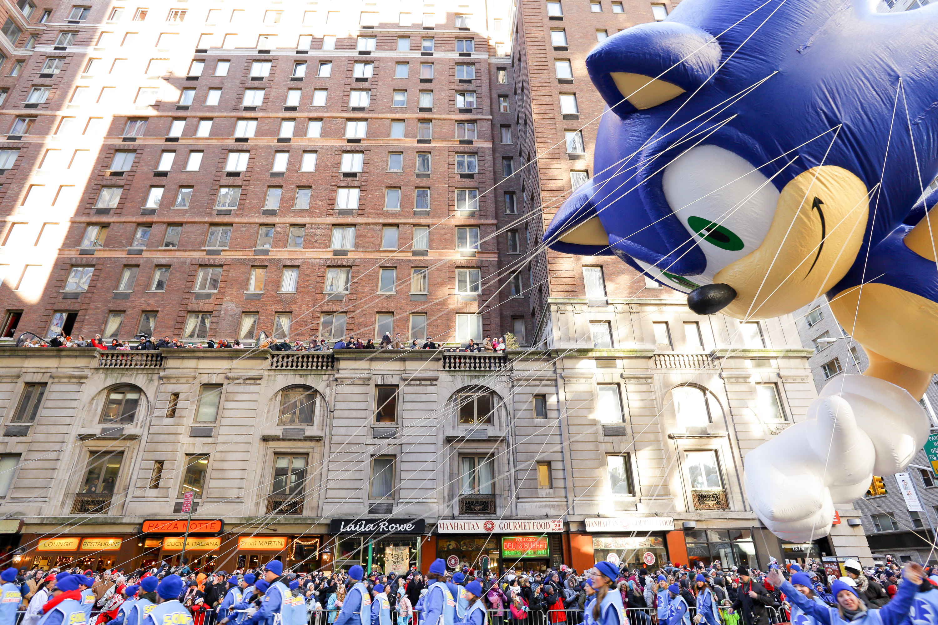 The Sonic the Hedgehog balloon is seen during the 87th Annual Macy's Thanksgiving Day Parade on November 28, 2013 in New York City. (Andrew Toth&mdash;2013 Getty Images)