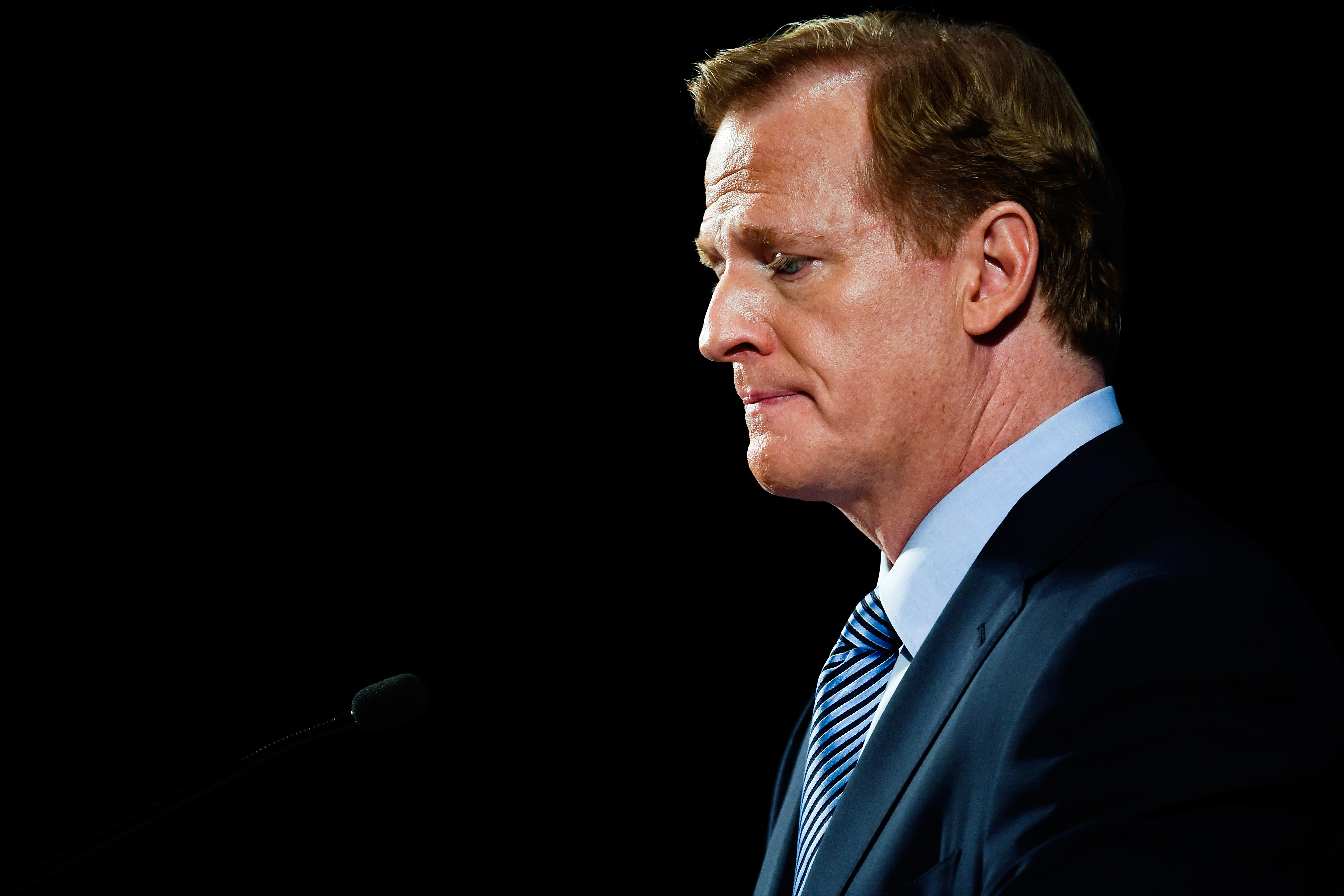 National Football League commissioner Roger Goodell speaks during a press conference on September 19, 2014 in New York City. (Alex Goodlett–Getty Images)