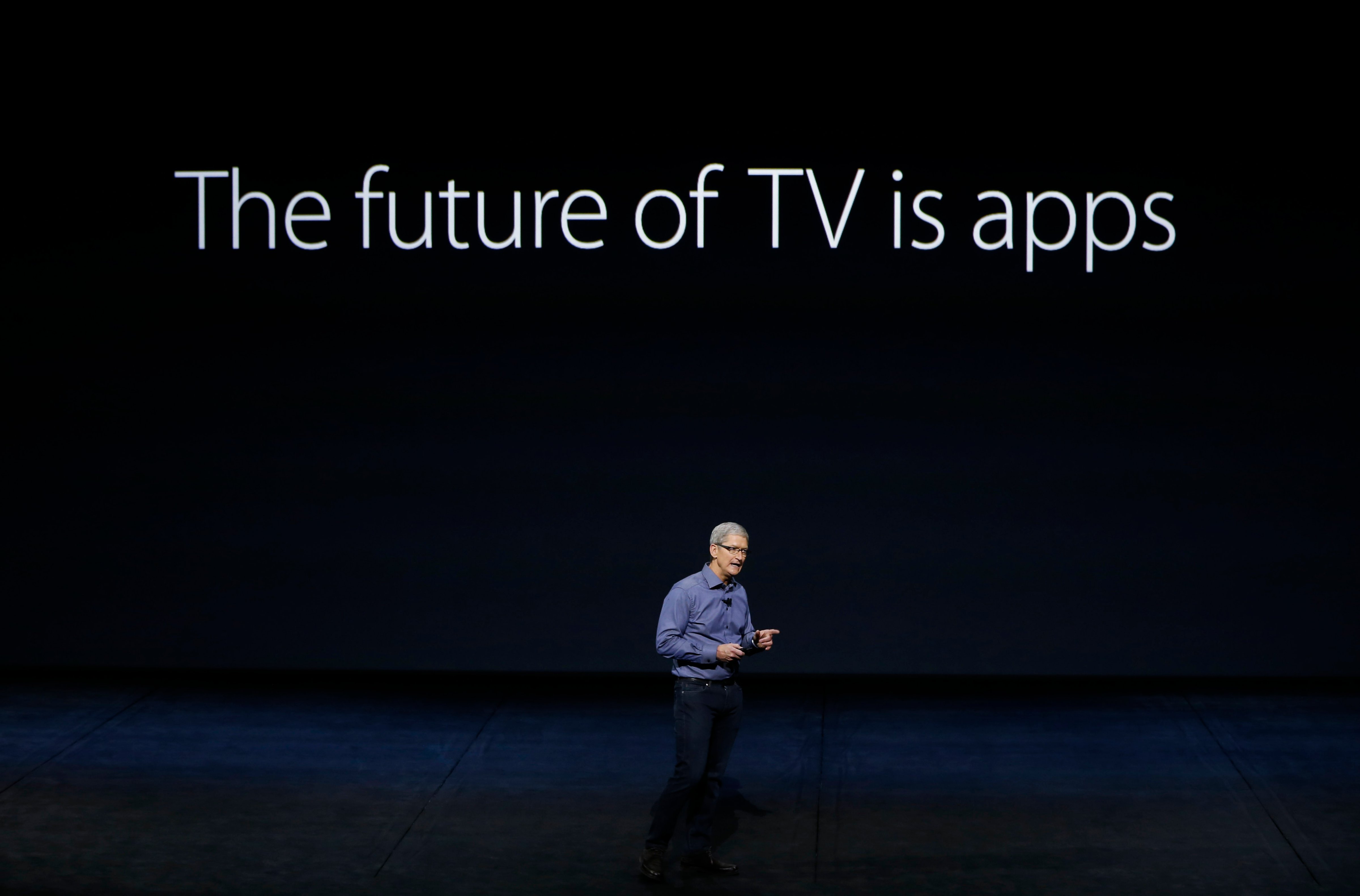 Apple CEO Tim Cook introduces the New Apple TV during a Special Event at Bill Graham Civic Auditorium September 9, 2015 in San Francisco, California. (Stephen Lam&mdash;Getty Images)