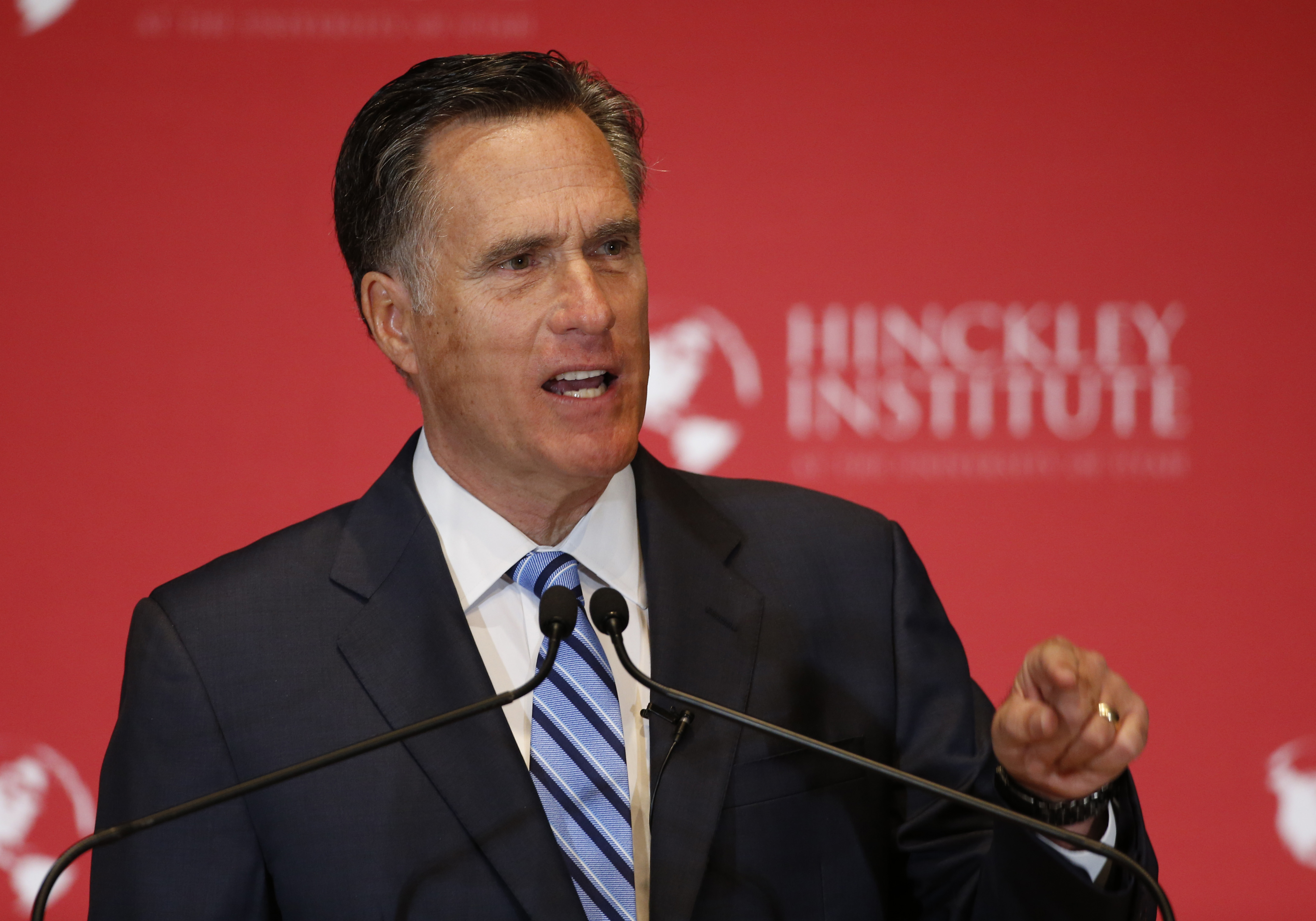 Former Massachusetts Gov. Mitt Romney gives a speech on the state of the Republican party at the Hinckley Institute of Politics on the campus of the University of Utah on March 3, 2016 in Salt Lake City, Utah. (George Frey/Getty Images)
