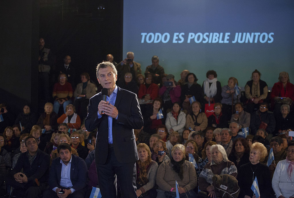 Mauricio Macri, Argentina's president, speaks during an event in Buenos Aires on May 27, 2016. (Diego Levy—Bloomberg/Getty Images)