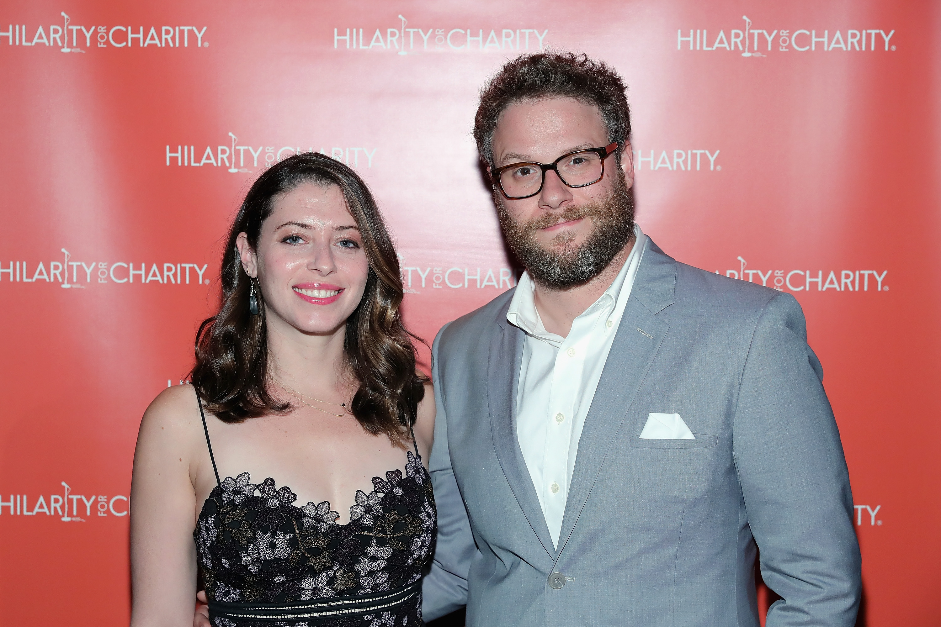 Actors Lauren Miller (L) and Seth Rogen attend HFC NYC presented by Hilarity for Charity at Highline Ballroom on June 29, 2016 in New York City. (Neilson Barnard—Getty Images for Hilarity For Charity)