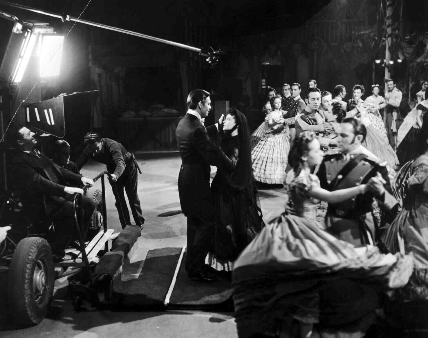 Clark Gable and Vivien Leigh on the set of Gone with the Wind in 1939.