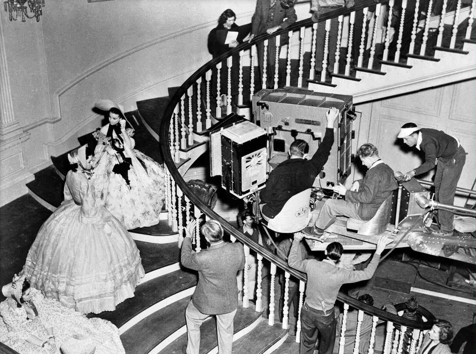 Victor Fleming directs a scene on the set of Gone with the Wind in 1939.