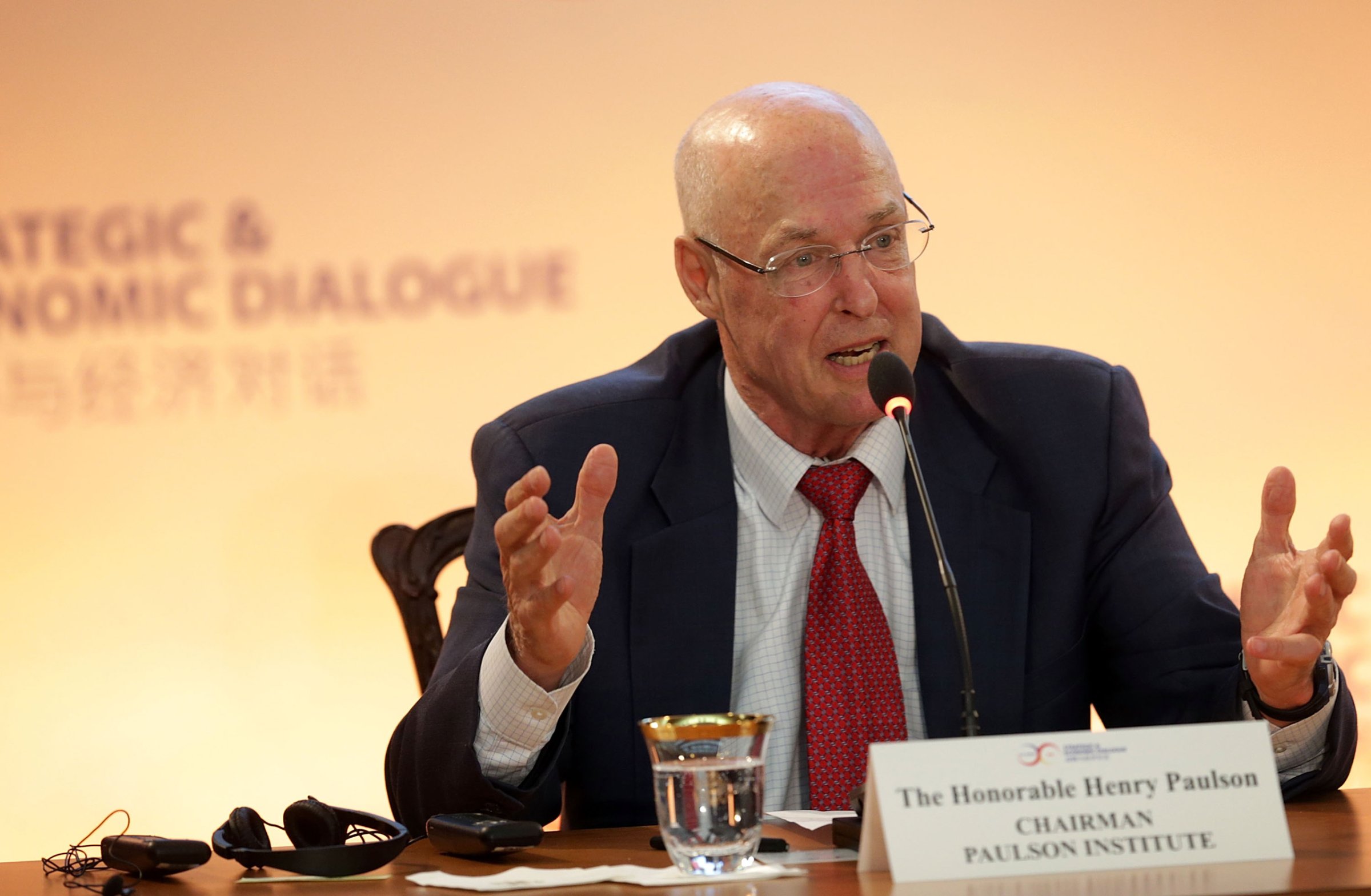 Former Secretary of the Treasury Henry Paulson speaks during a panel discussion on energy and environment cooperation during the Strategic and Economic Dialogue in Washington, D.C. on June 23, 2015.
