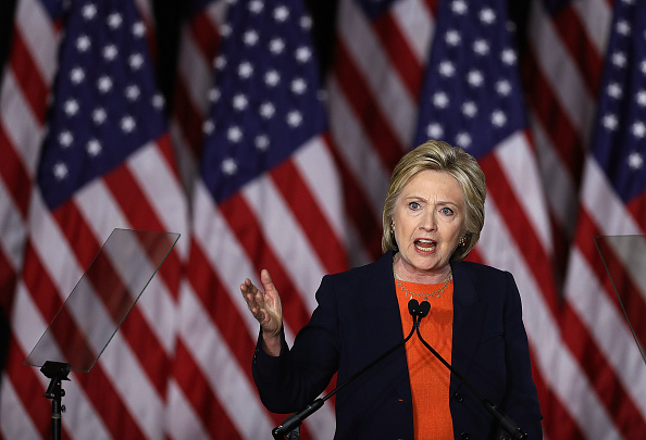 Democratic presidential candidate former Secretary of State Hillary Clinton delivers a national security address on June 2, 2016 in San Diego, California.