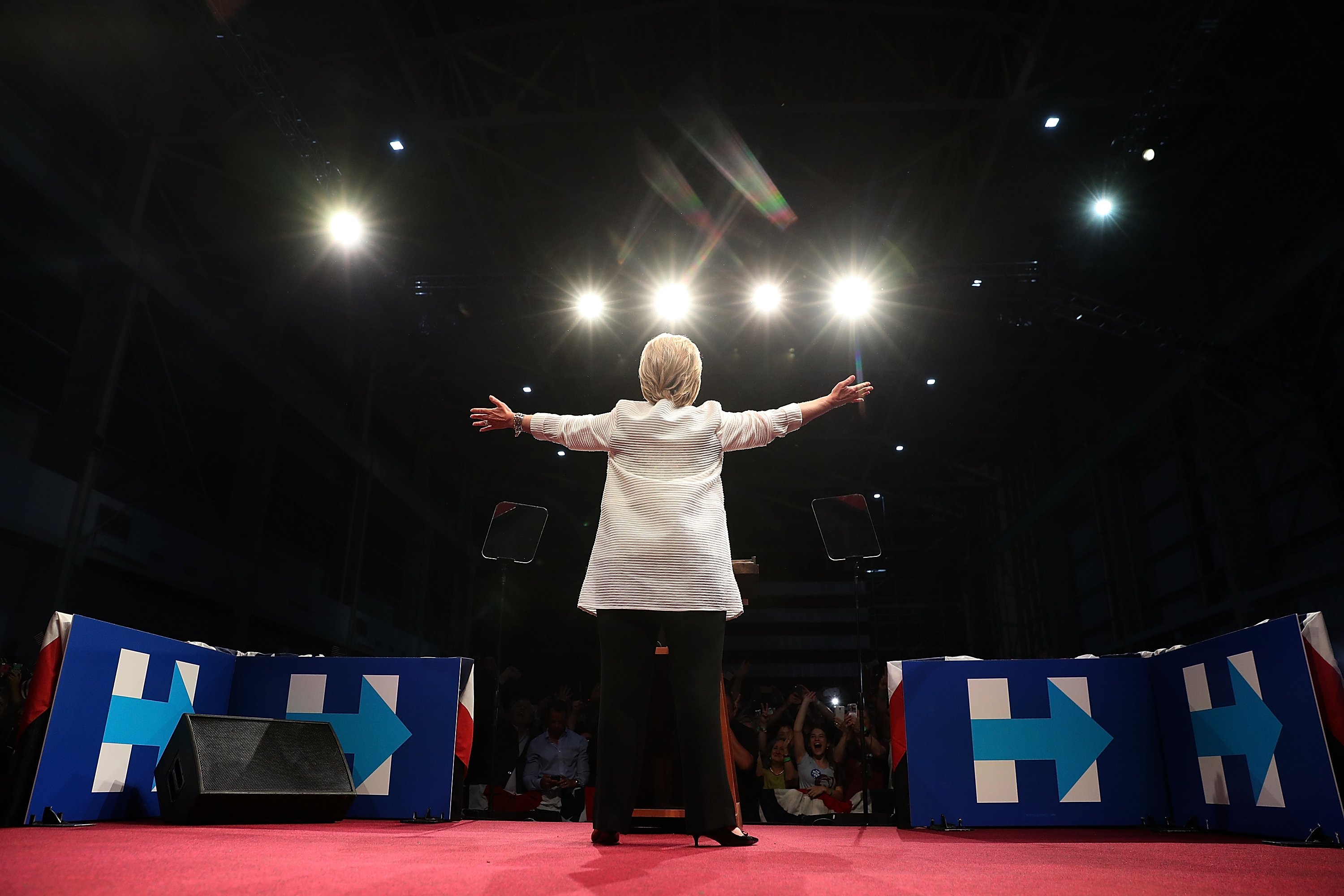 Democratic presidential candidate, former Secretary of State Hillary Clinton speaks during a primary night event on June 7, 2016 in Brooklyn, New York. (Justin Sullivan—Getty Images)