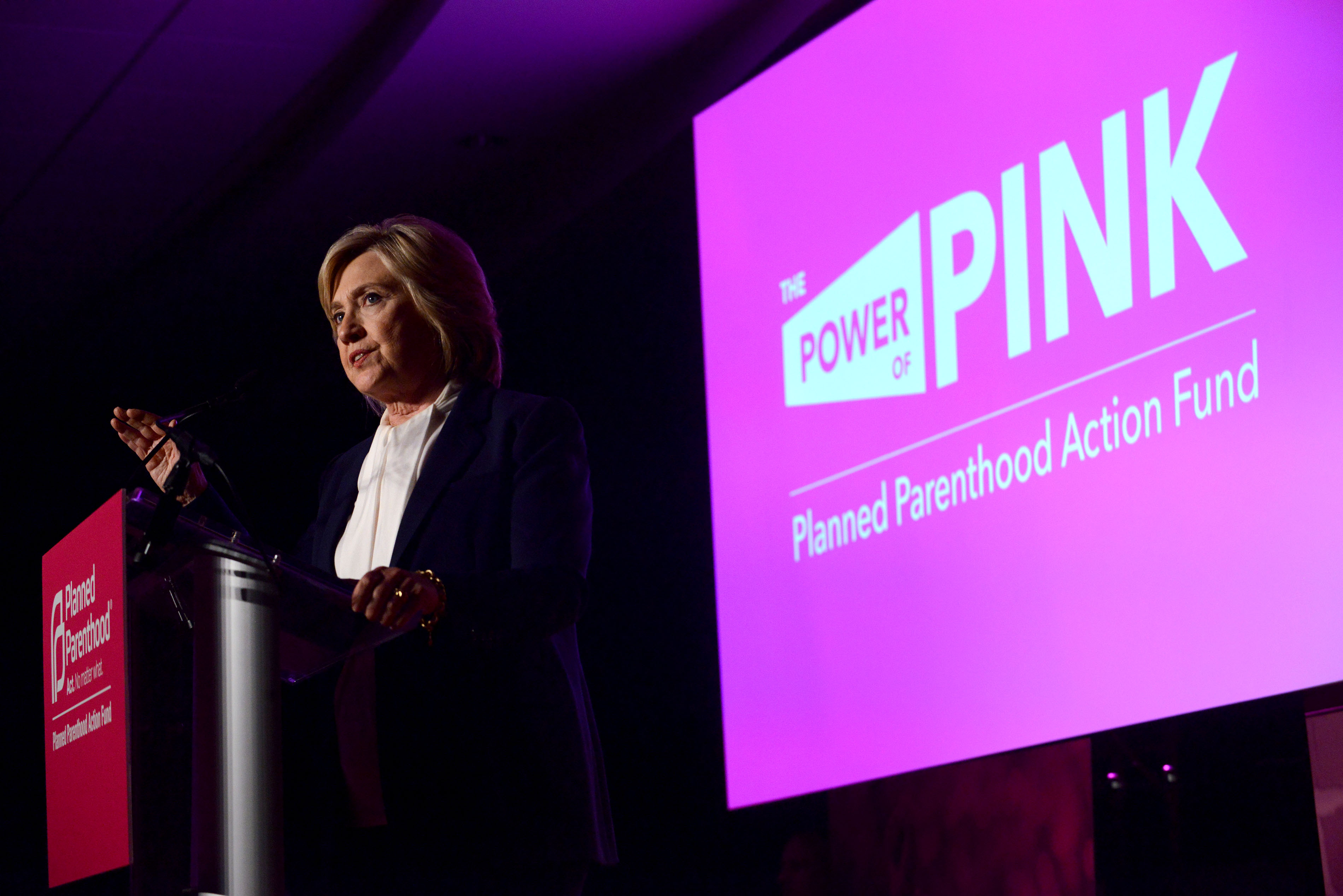 Democratic Presidential candidate Hillary Clinton speaks after receiving an endorsement from Planned Parenthood Action Fund at Southern New Hampshire University January 10, 2016 in Hooksett, New Hampshire. (Darren McCollester—Getty Images)