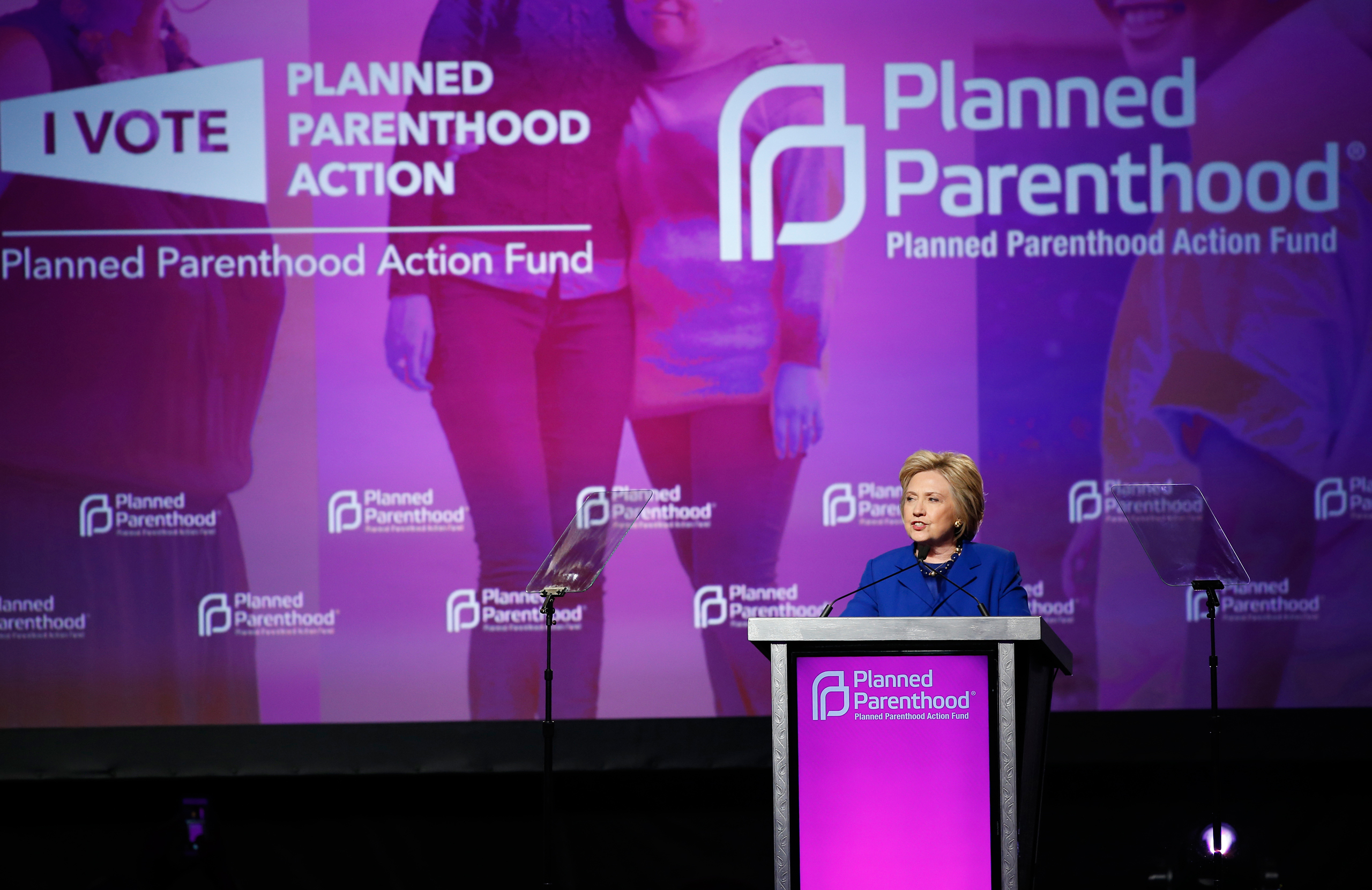 Democratic presidential candidate Hillary Clinton speaks during a Planned Parenthood Action Fund membership event in Washington on June 10, 2016. (Alex Brandon—AP)