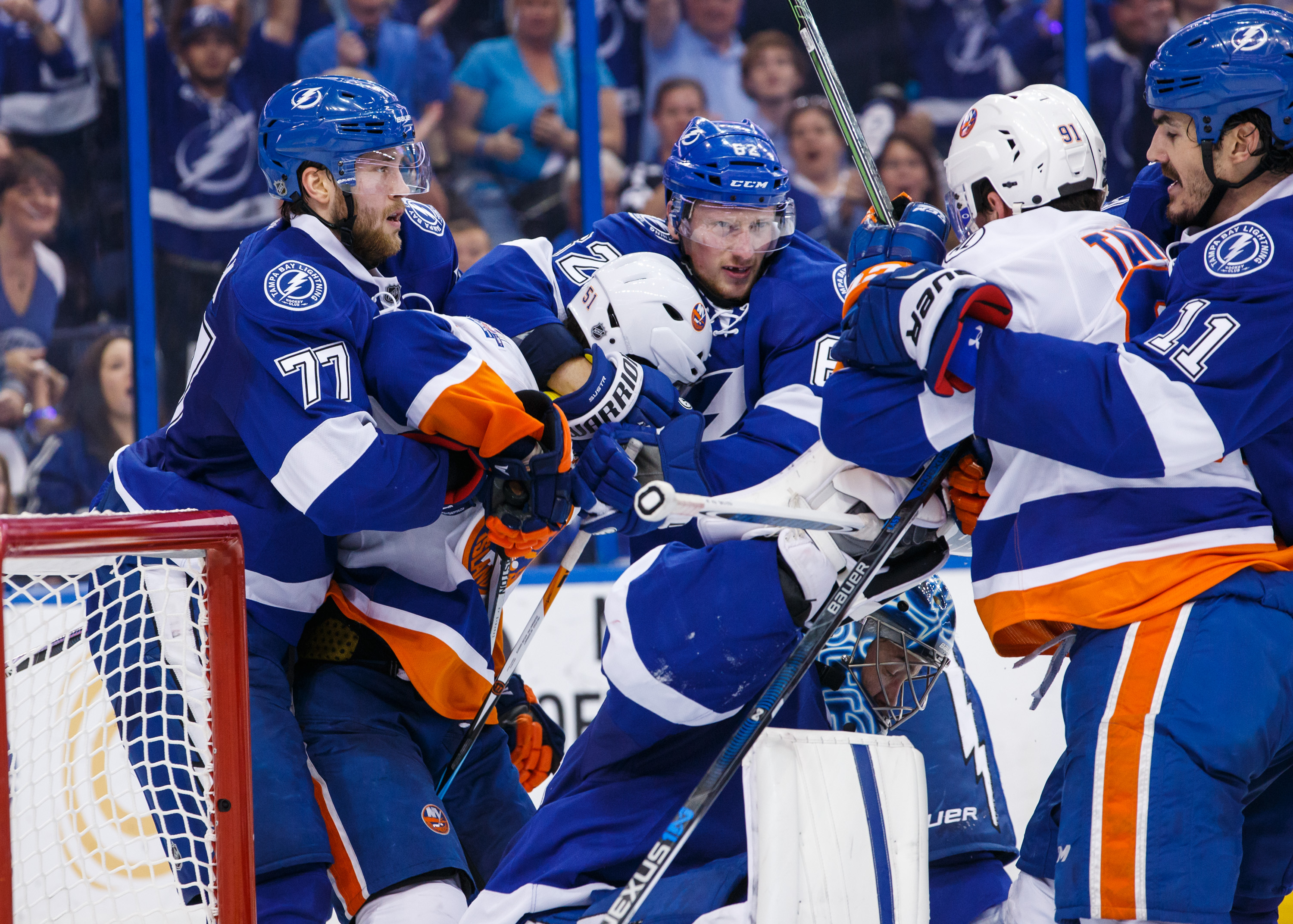 Blood on the ice: The New York Islanders and the Tampa Bay Lightning brawl during the 2016 NHL playoffs (Scott Audette; NHLI via Getty Images)