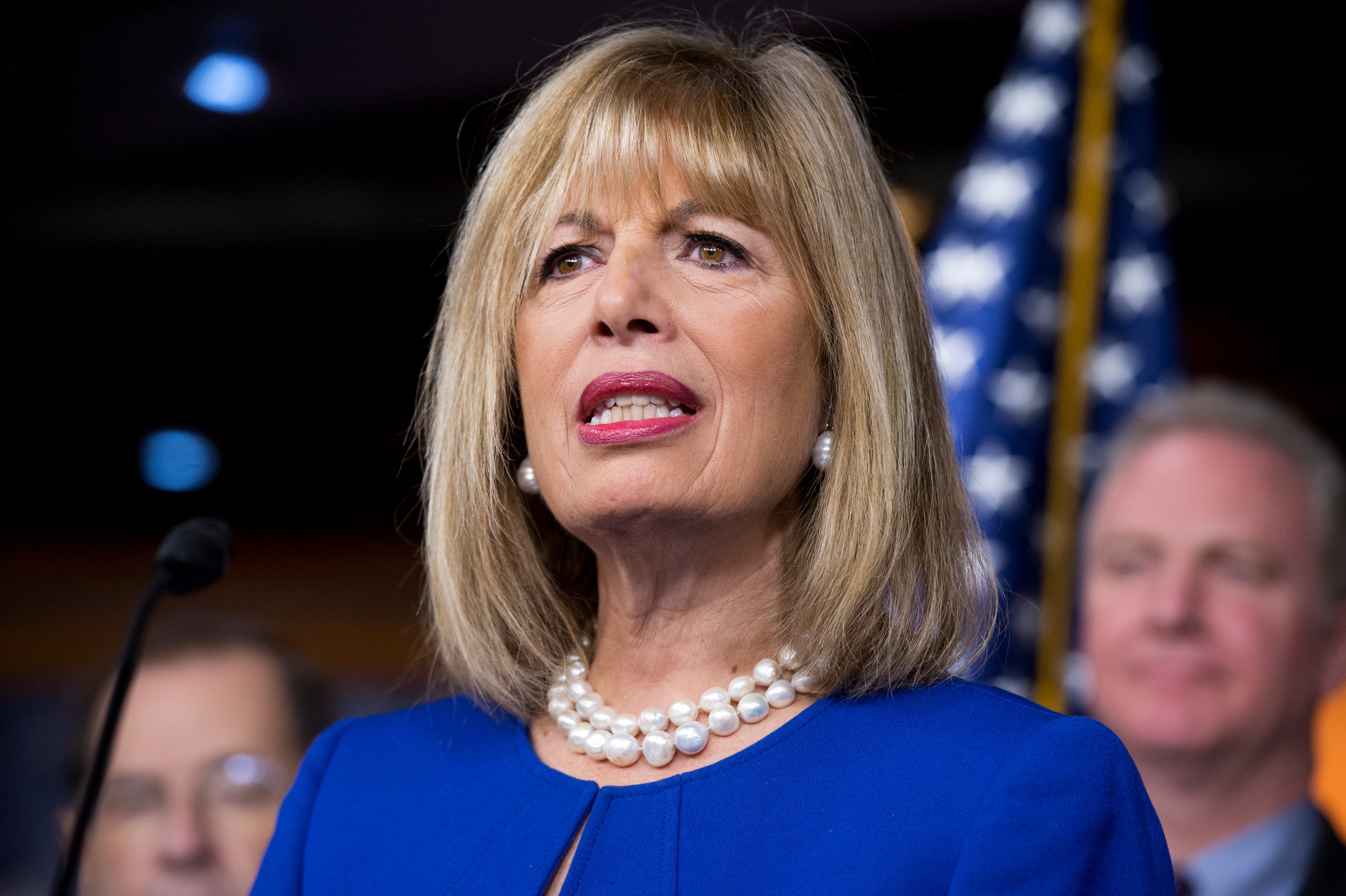 California Representative Jackie Speier attends a news conference at the U.S. Capitol Visitor Center in Washington, D.C., on Jan. 6, 2016 (Tom Williams—AP)