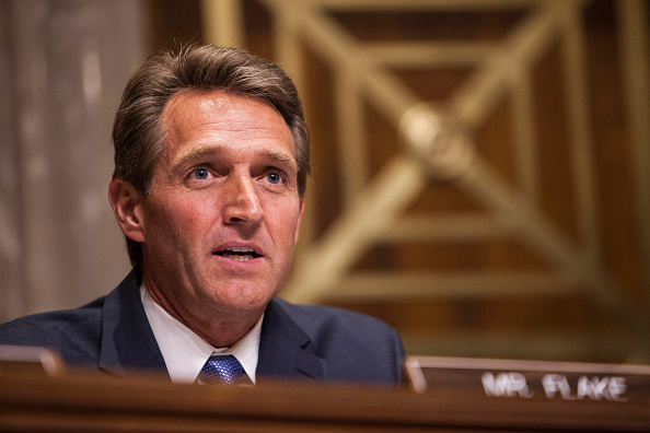 WASHINGTON, DC - FEBRUARY 03: US Senator Jeff Flake (R-AZ) speaks during a Senate Foreign Relations committee hearing on U.S. and Cuban relations in Washington, D.C. on February 3, 2015. (Photo by Samuel Corum/Anadolu Agency/Getty Images) (Anadolu Agency&mdash;Getty Images)