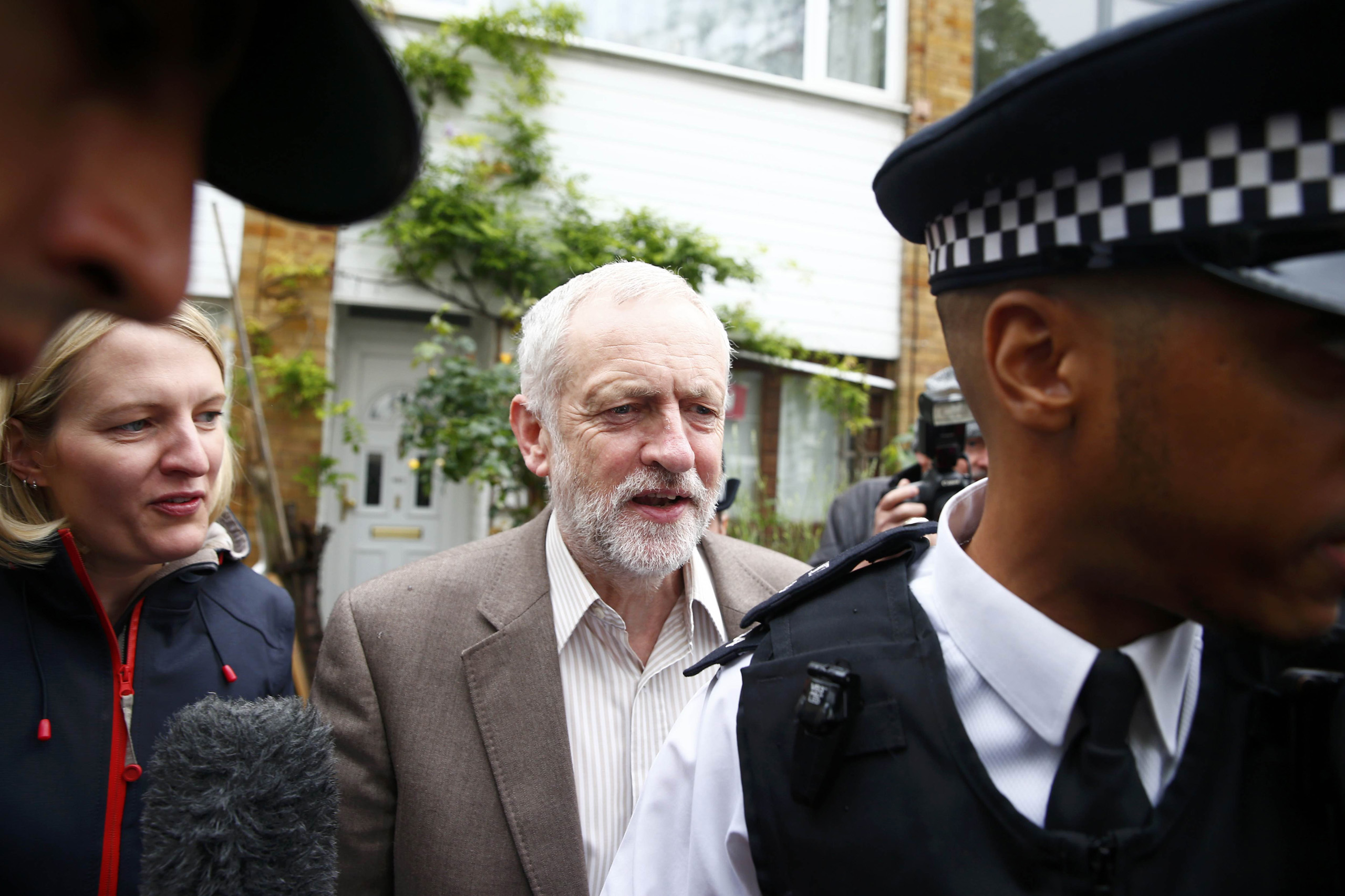 The leader of Britain's opposition Labour party, Jeremy Corbyn, leaves his home in London on June 27, 2016. (Neil Hall—Reuters)