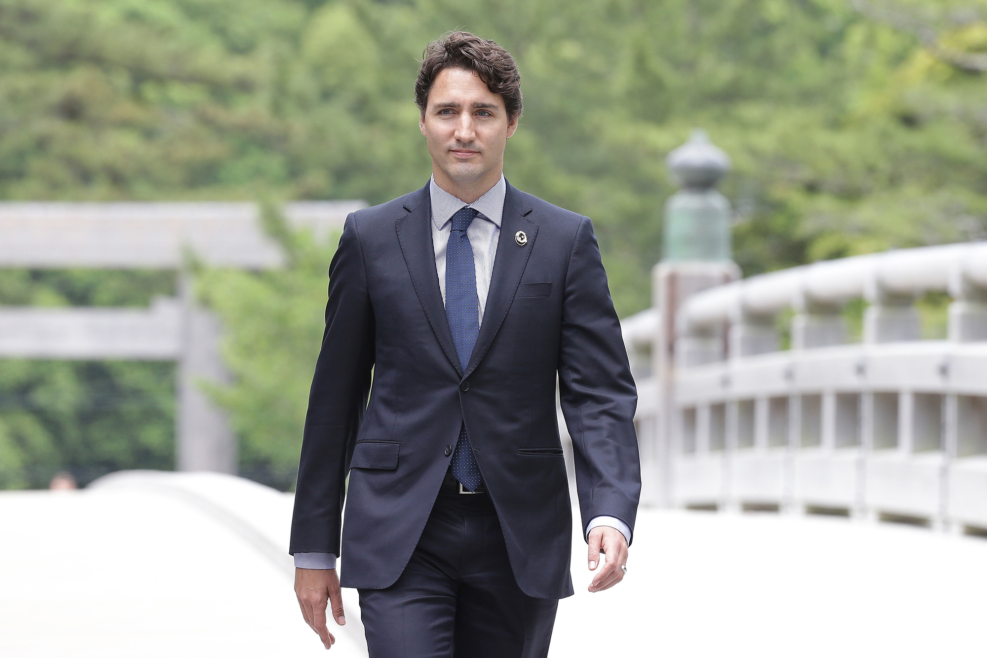 ISE, JAPAN - MAY 26:  Canadian Prime Minister Justin Trudeau walks on the Ujibashi bridge as he visits at the Ise-Jingu Shrine (Photo by Chung Sung-Jun/Getty Images) (Chung Sung-Jun&mdash;Getty Images)