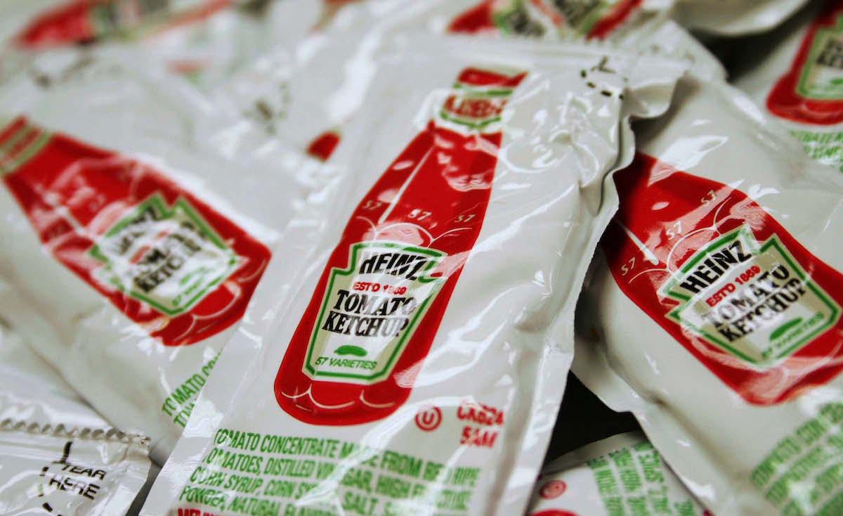 Heinz ketchup packets are shown in New York on Monday, Augus
