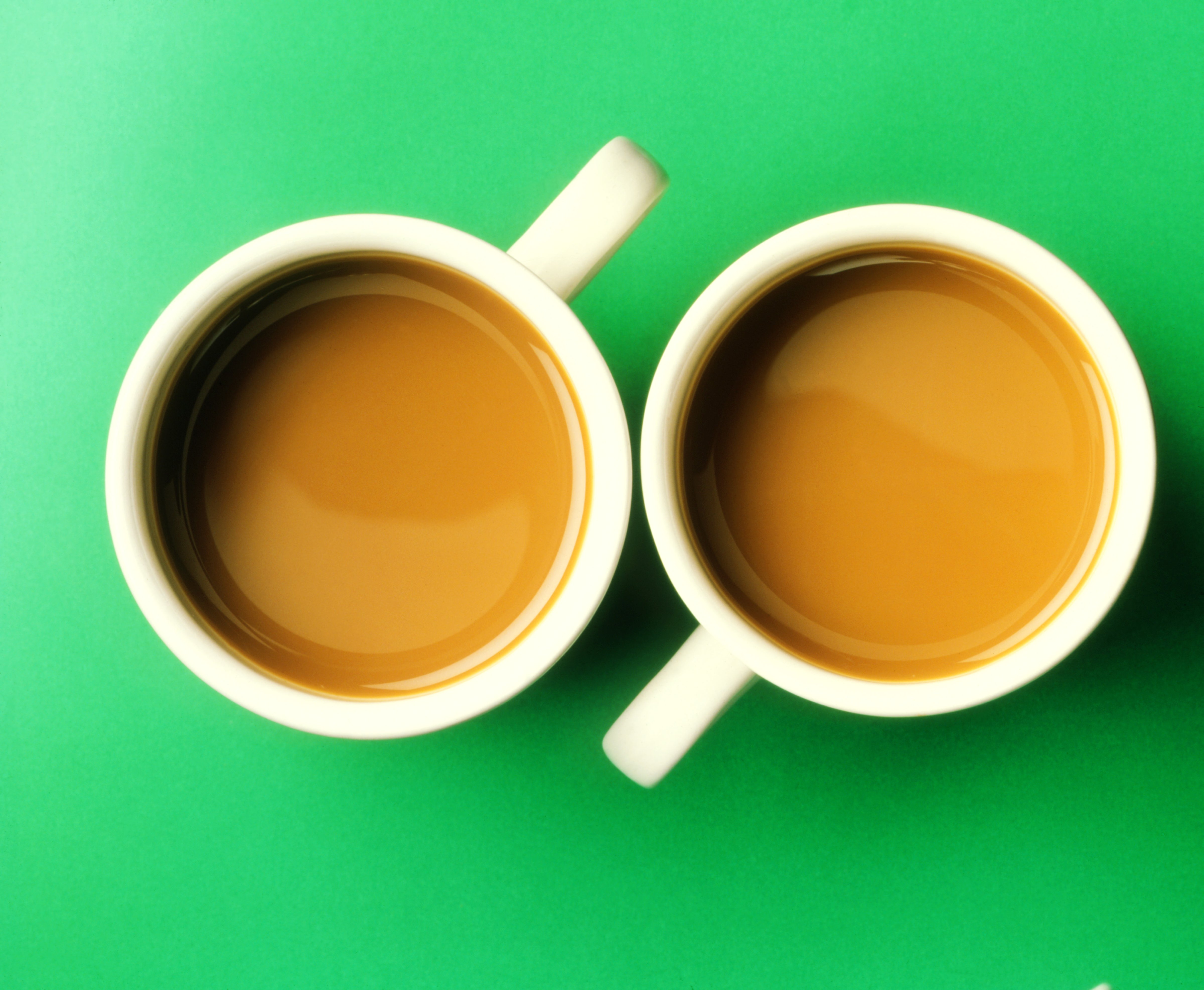 Two mugs of tea or coffee
