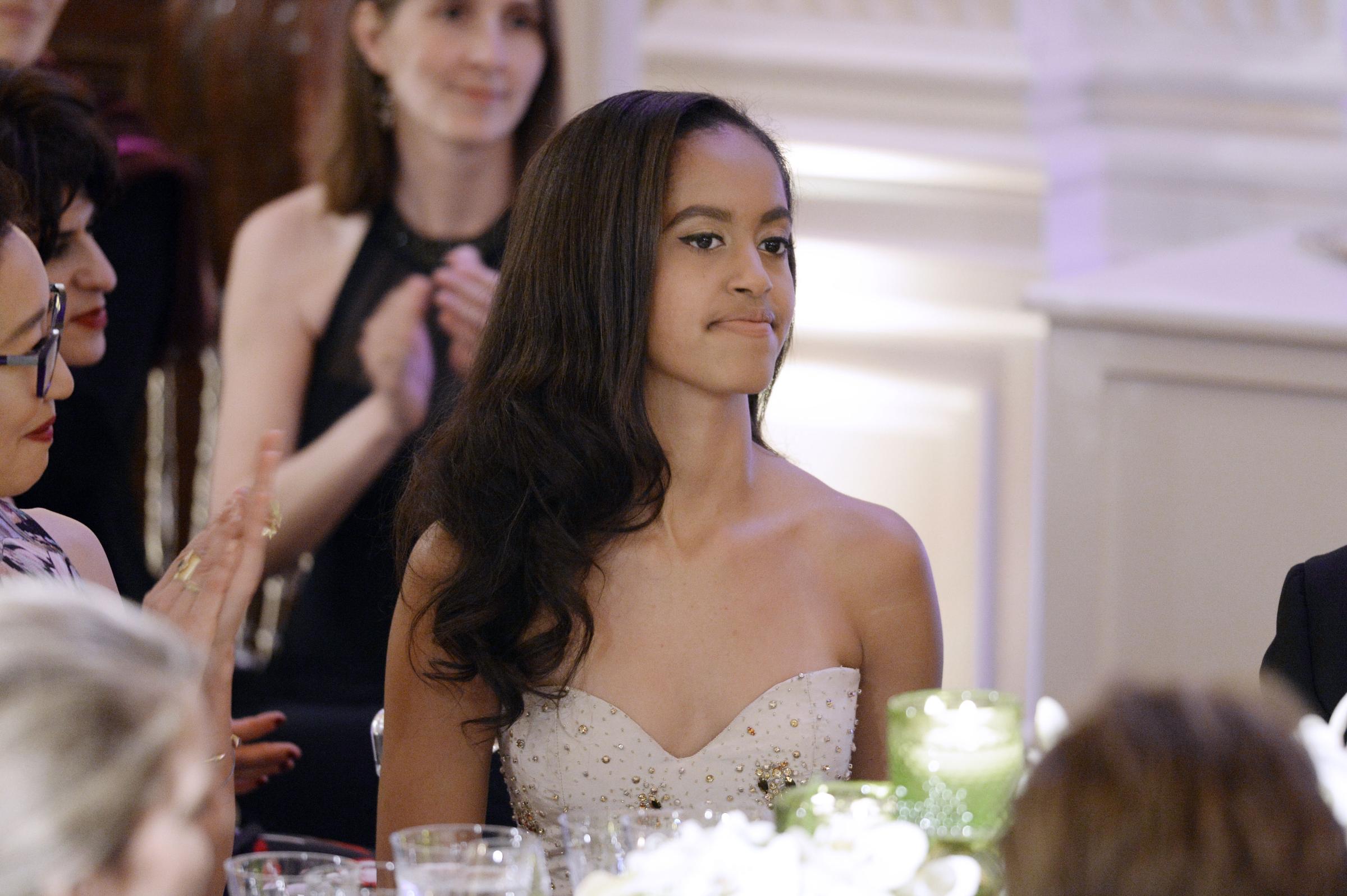March 10, 2016 Malia Obama attends a State Dinner at the White House in honor of Prime Minister Justin Trudeau and First Lady Sophie Gregoire Trudeau of Canada.