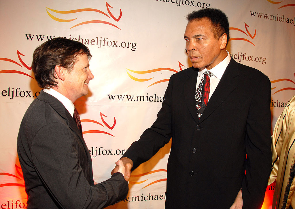 Michael J. Fox and Muhammad Ali during "A Funny Thing Happened on the Way to Cure Parkinson's" 2006 Benefit for The Michael J. Fox Foundation in New York. (KMazur&mdash;WireImage)