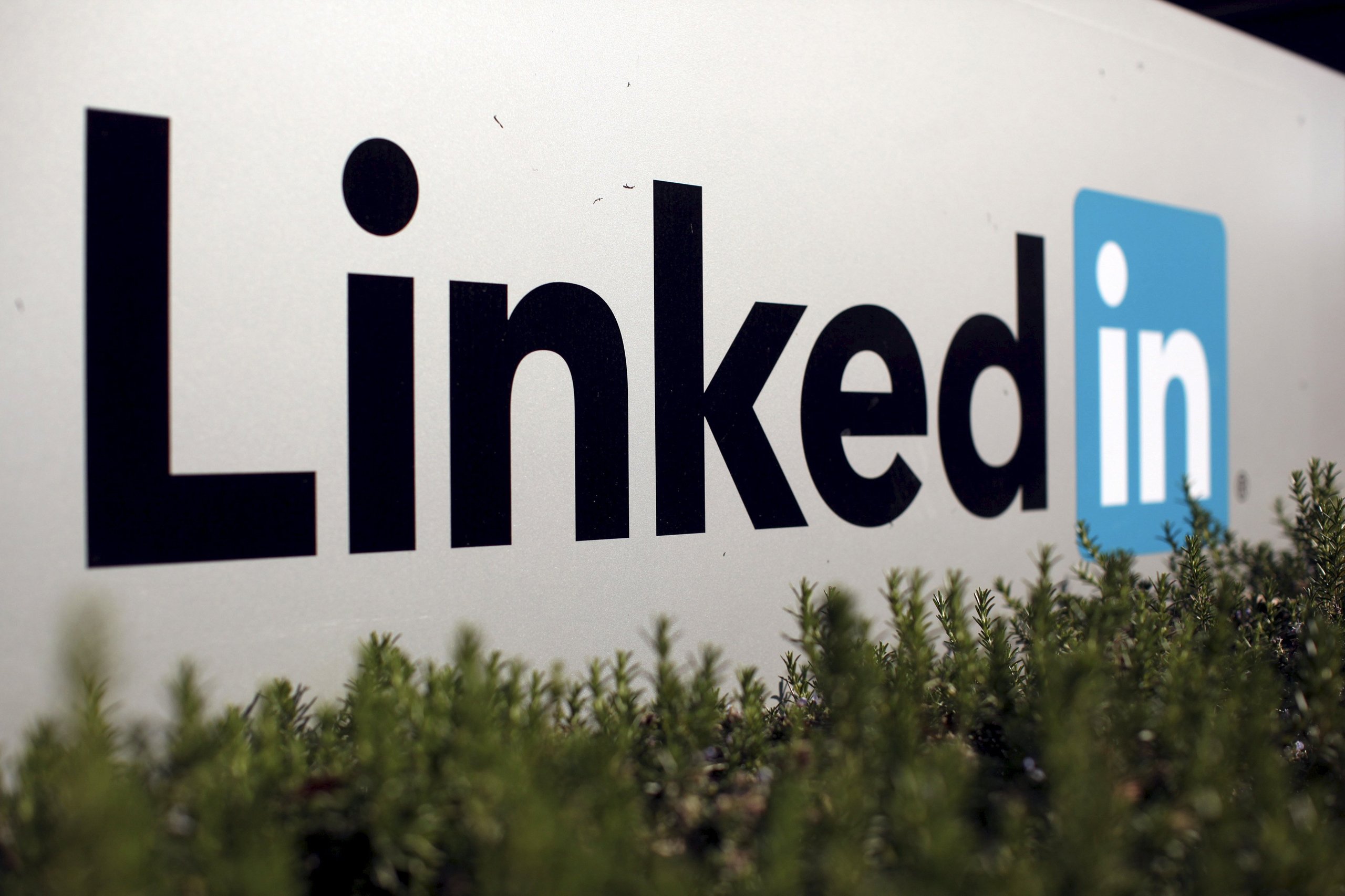 The logo for LinkedIn Corporation is shown in Mountain View, Calif., on Feb. 6, 2013. (Robert Galbraith—Reuters)