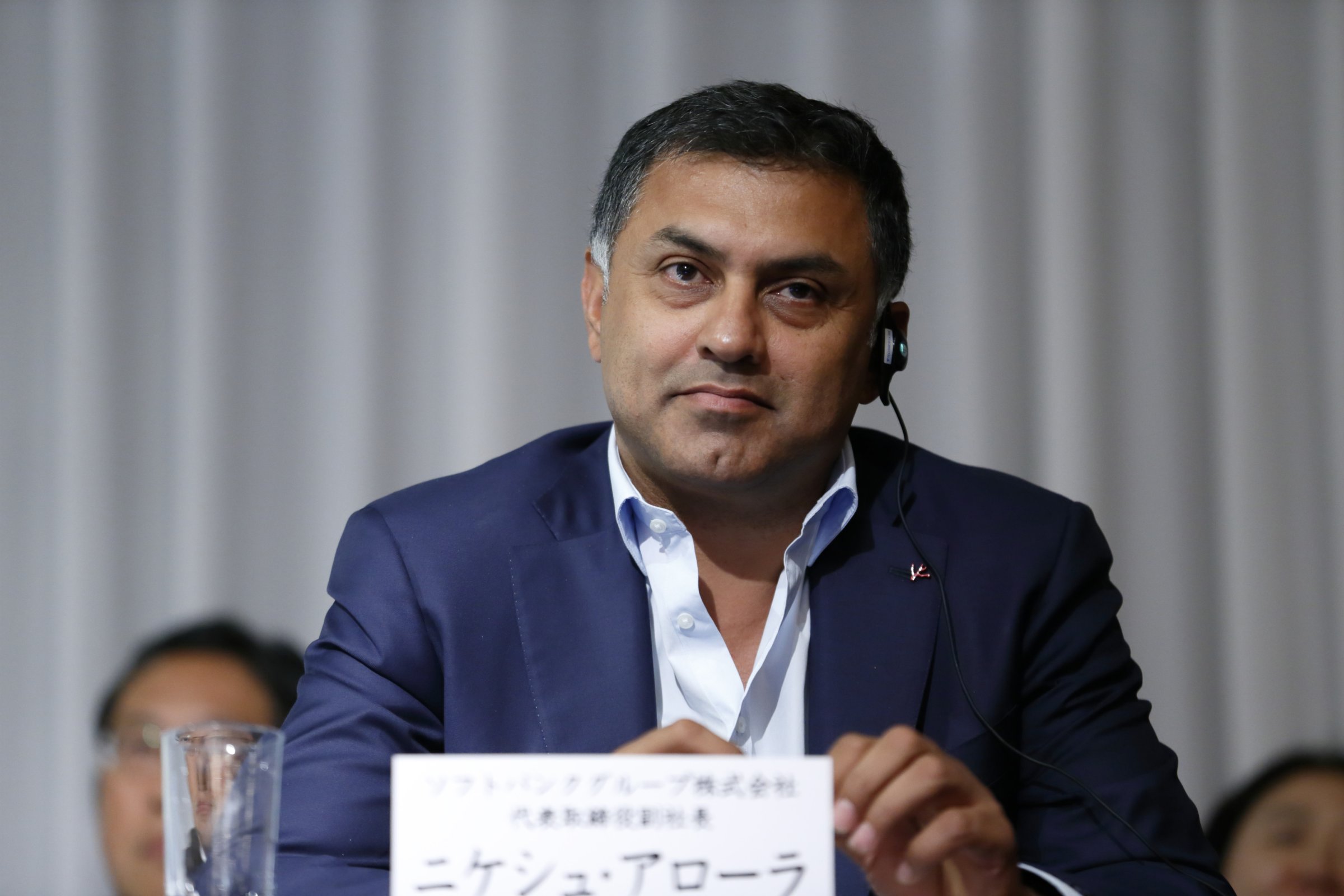 Nikesh Arora, president and chief operating officer of SoftBank Group Corp., looks on during a news conference in Tokyo, Japan, on Tuesday, May 10, 2016.
