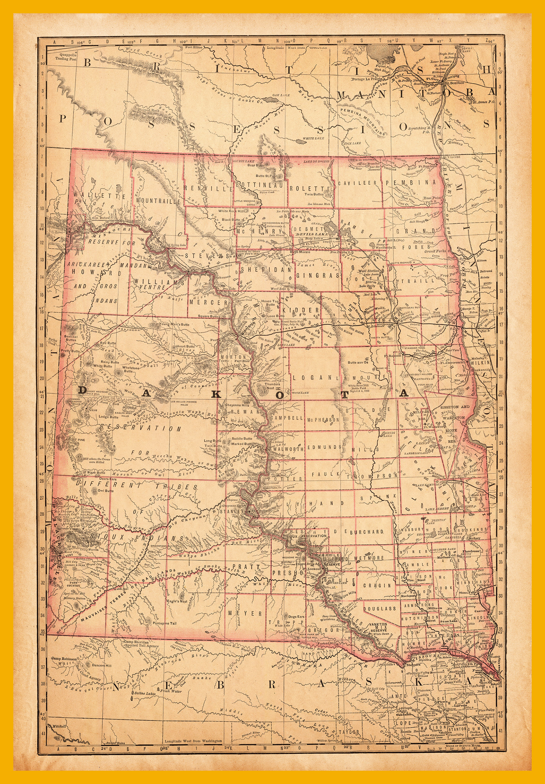 Map of Dakota, 1881. (Classix—Getty Images)