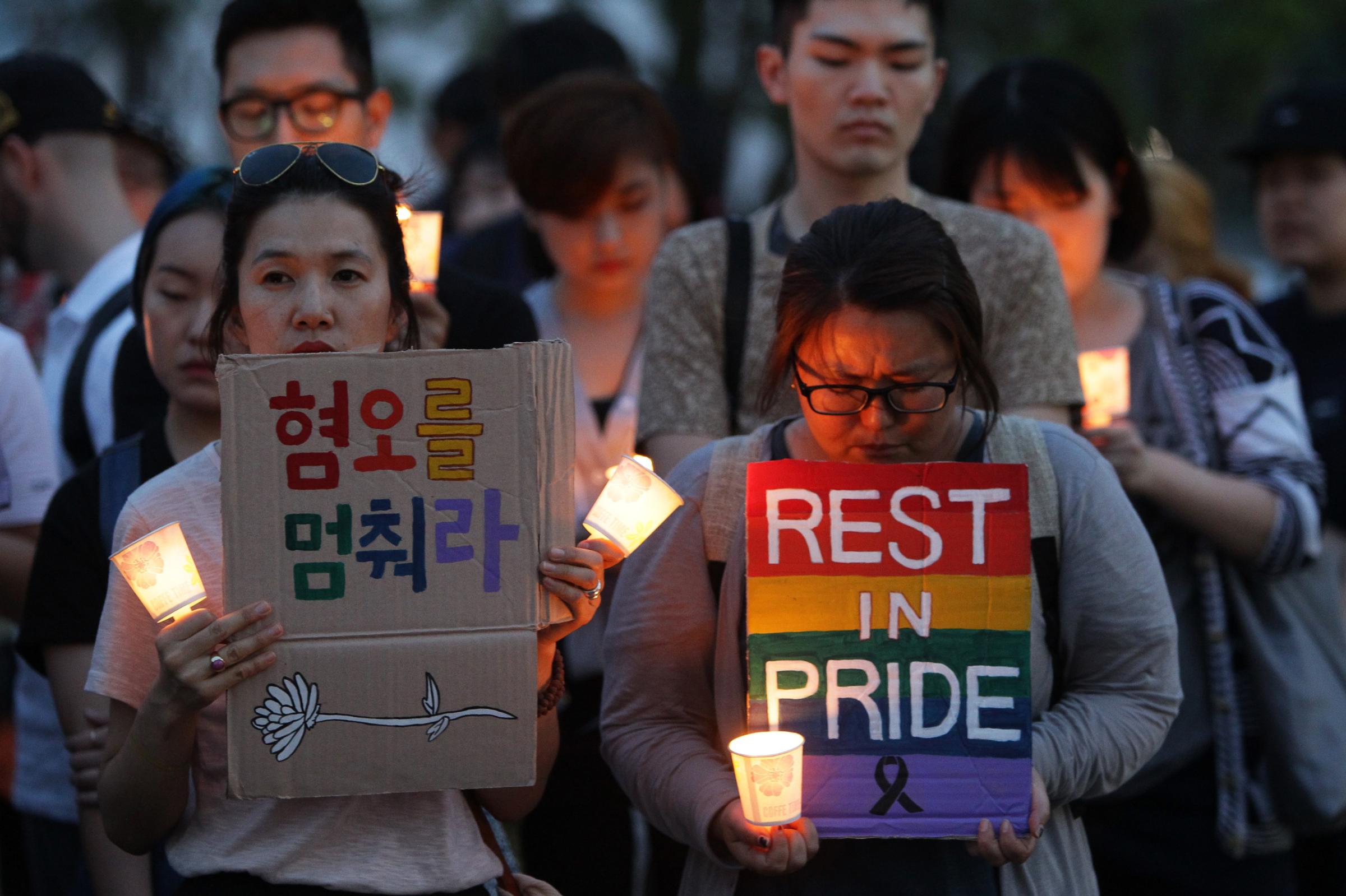 *** BESTPIX *** South Korean Mourners Remember Victims Of Mass Shooting At Orlando Nightclub