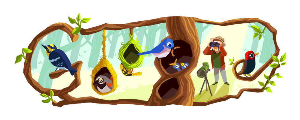 google doodle features birds