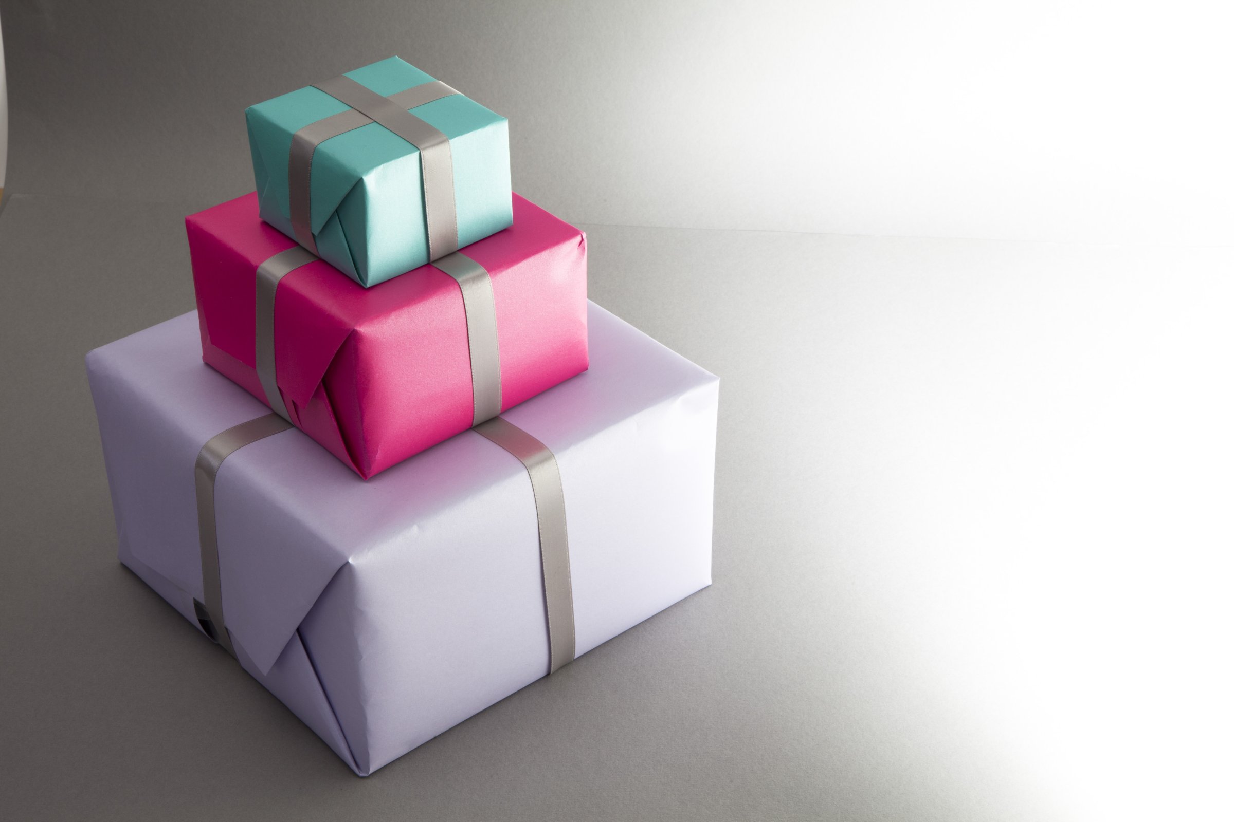 Three wrapped gifts