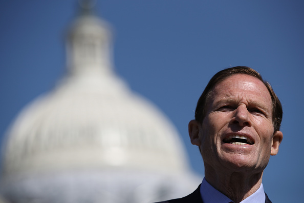 U.S. Sen. Richard Blumenthal (D-CT) speaks at a news conference with gun reform advocates outside the U.S. Capitol April 14, 2016 in Washington, DC.