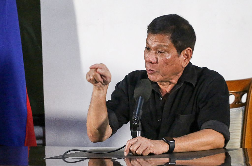 Philippines' president-elect Rodrigo Duterte gives a press conference in Davao City on June 2, 2016.