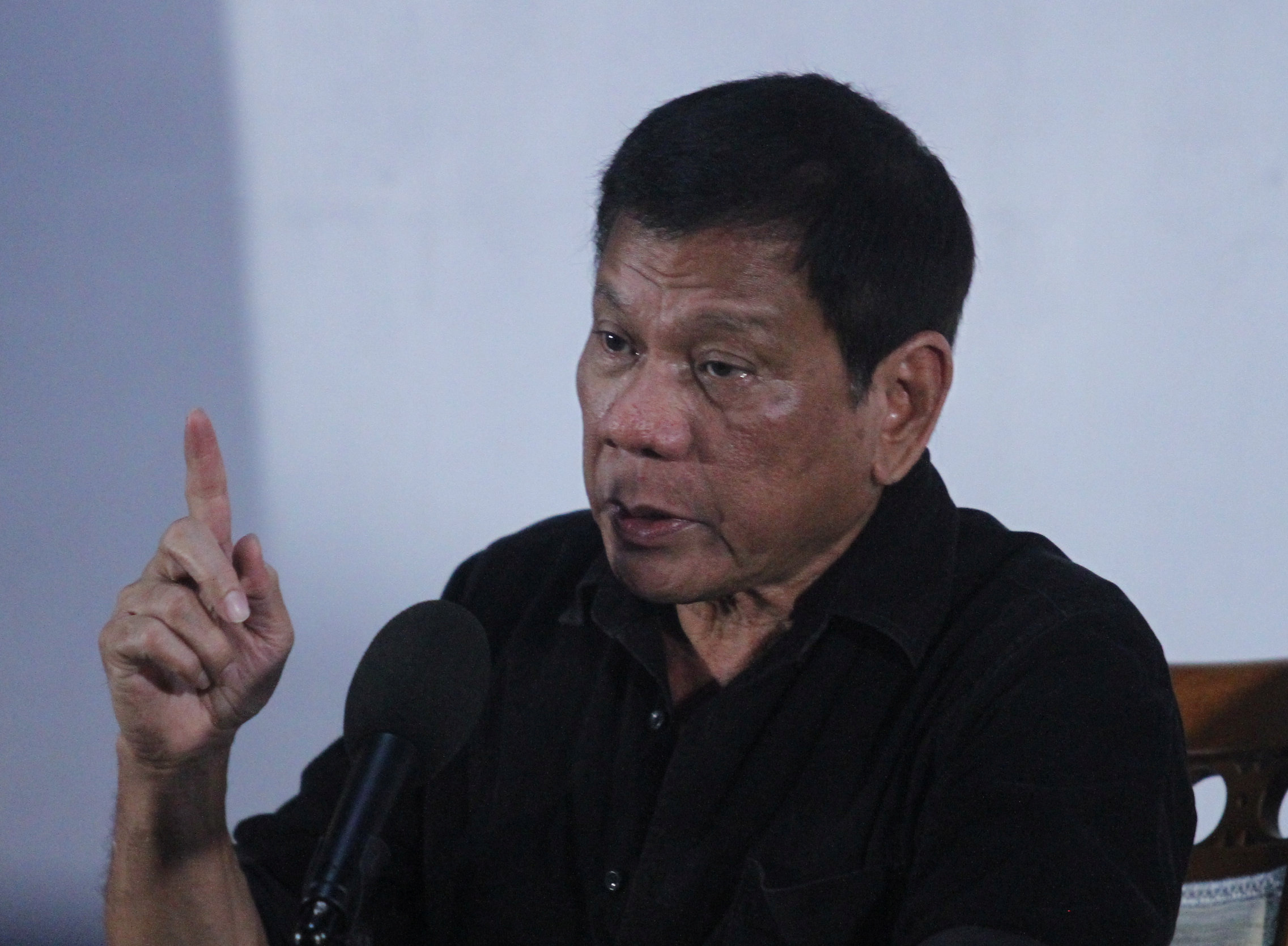 President-elect, Rodrigo Duterte speaks during a news conference in Davao