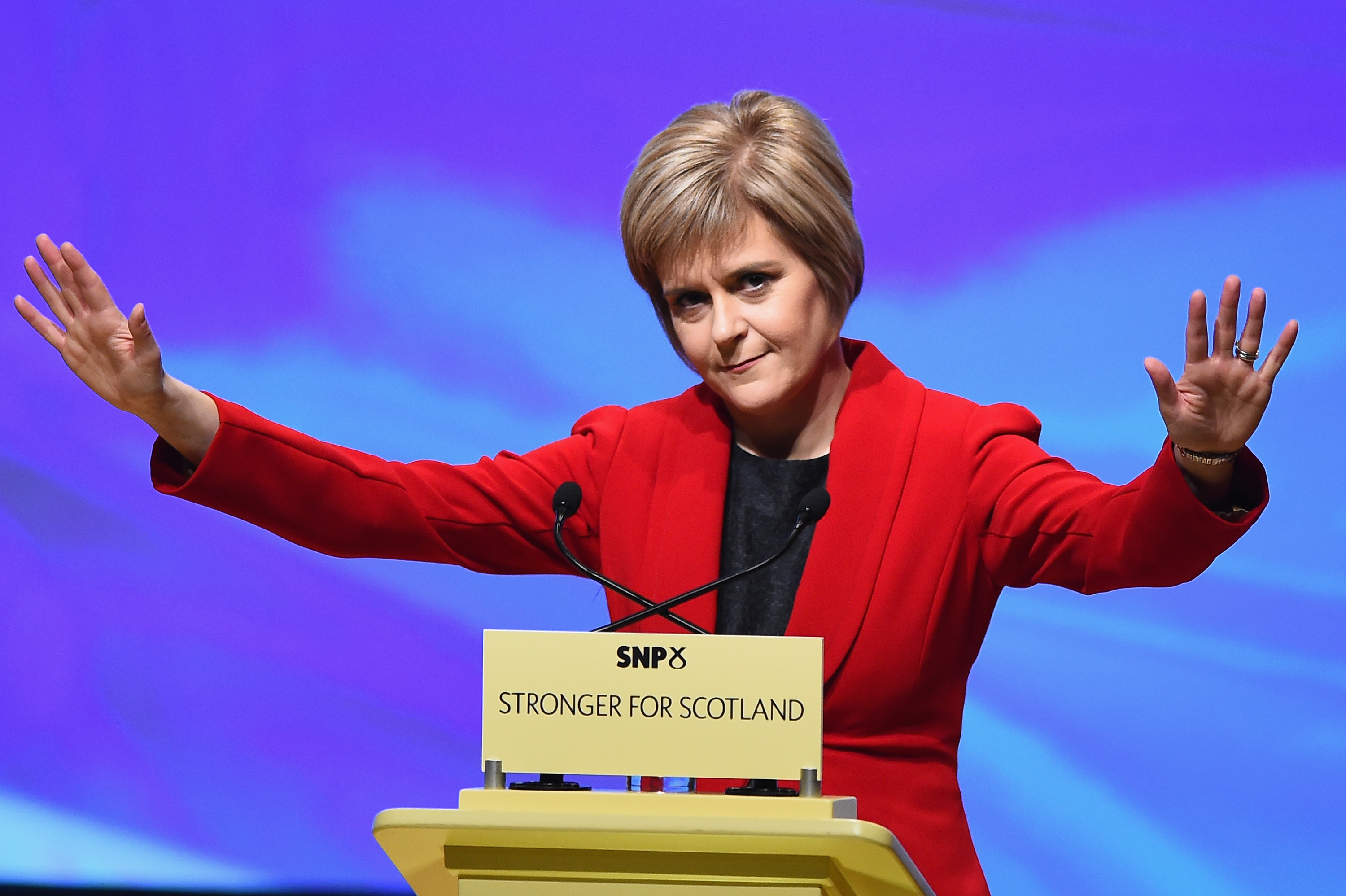 Nicola Sturgeon, gives her first key note speech as SNP party leader at the partys annual conference on November 15, 2014 in Perth, Scotland. (Jeff J Mitchell—Getty Images)