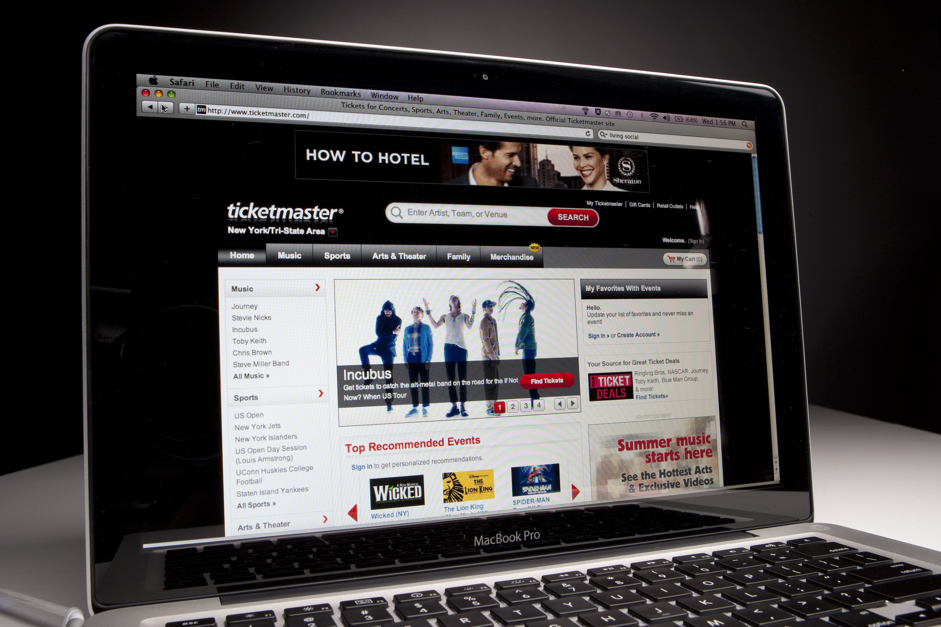 The Ticketmaster Entertainment LLC website is displayed  on Aug. 31, 2011. (Scott Eells—Bloomberg/Getty Images)