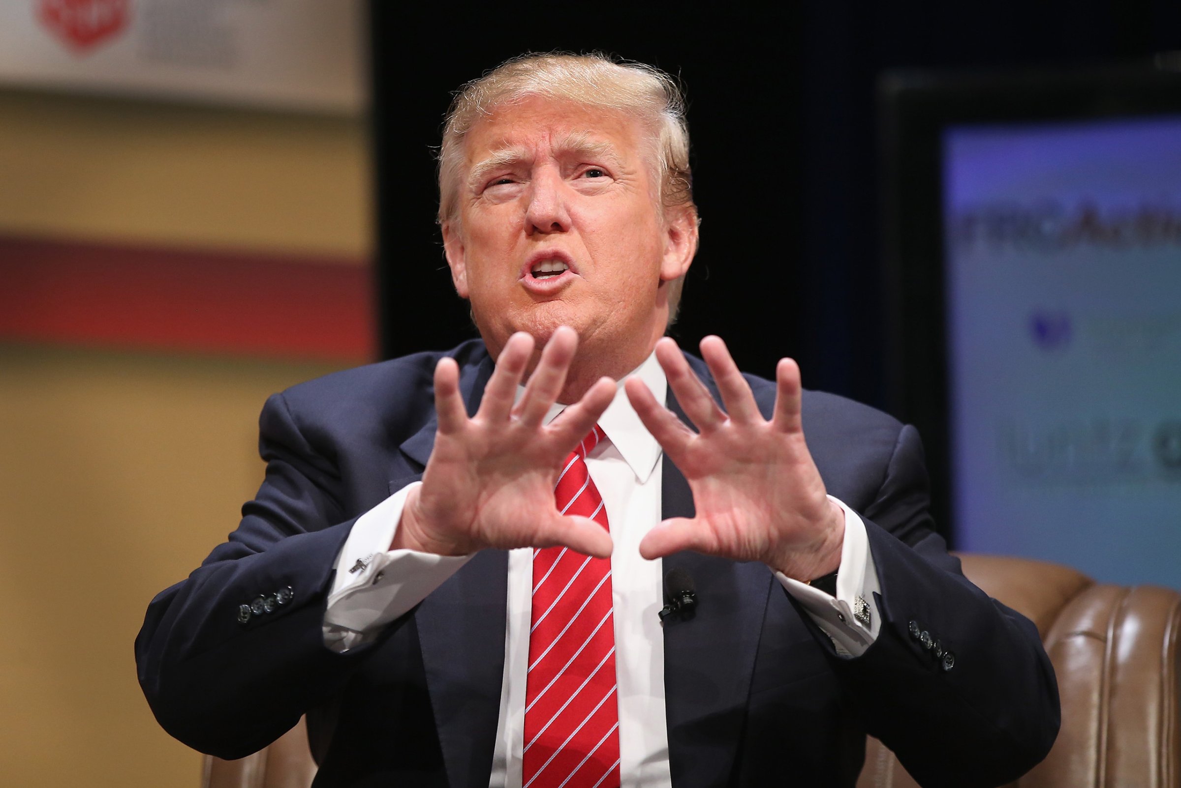 Donald Trump fields questions at The Family Leadership Summit in Ames, Iowa on July 18, 2015.
