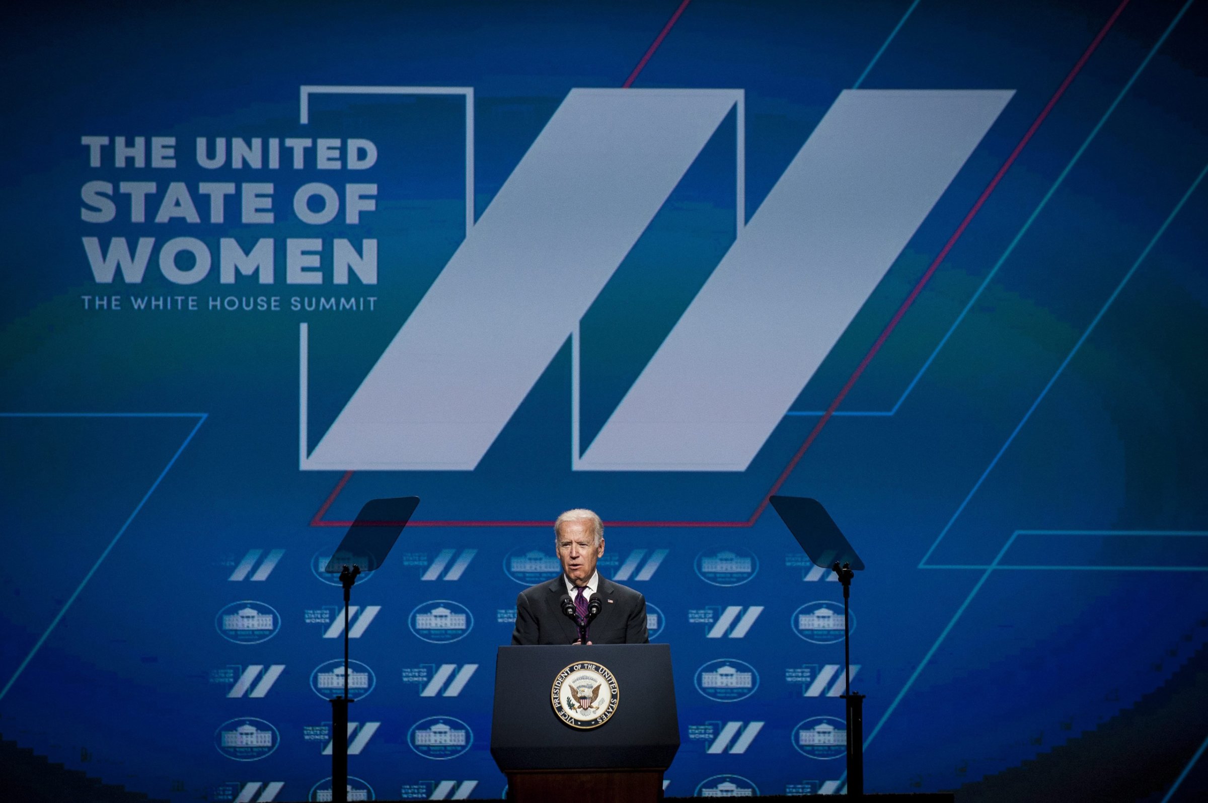 Vice President Joe Biden delivers remarks at the inaugural 'White House United State of Women Summit' at the Walter E. Washington Convention Center in Washington, D.C. on June 14, 2016.