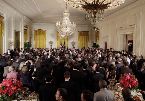 President Barack Obama hosts a reception in honor of national Gay, Lesbian, Bisexual and Transgender Pride Month in the East Room of the White House June 15, 2012 in Washington, DC.