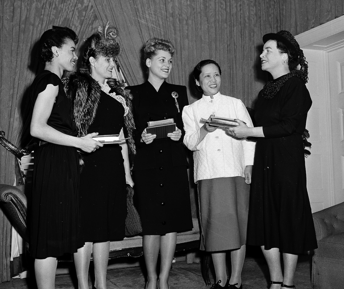 Recipients of the 1946 "Young Women of the Year" Mademoiselle Merit awards include (from left) Pauli Murray, a New York lawyer; Dorothy V. Wheeler, director of nursing service, American Veterans Administration; actress Judy Holliday; and Dr. Chien-Shiung Wu of the Manhattan Project. Presenting the awards is Betsy Talbot Blackwell, editor of Mademoiselle, right. Dec. 30, 1946. ((AP Photo/John Lent) (John Lent—AP)