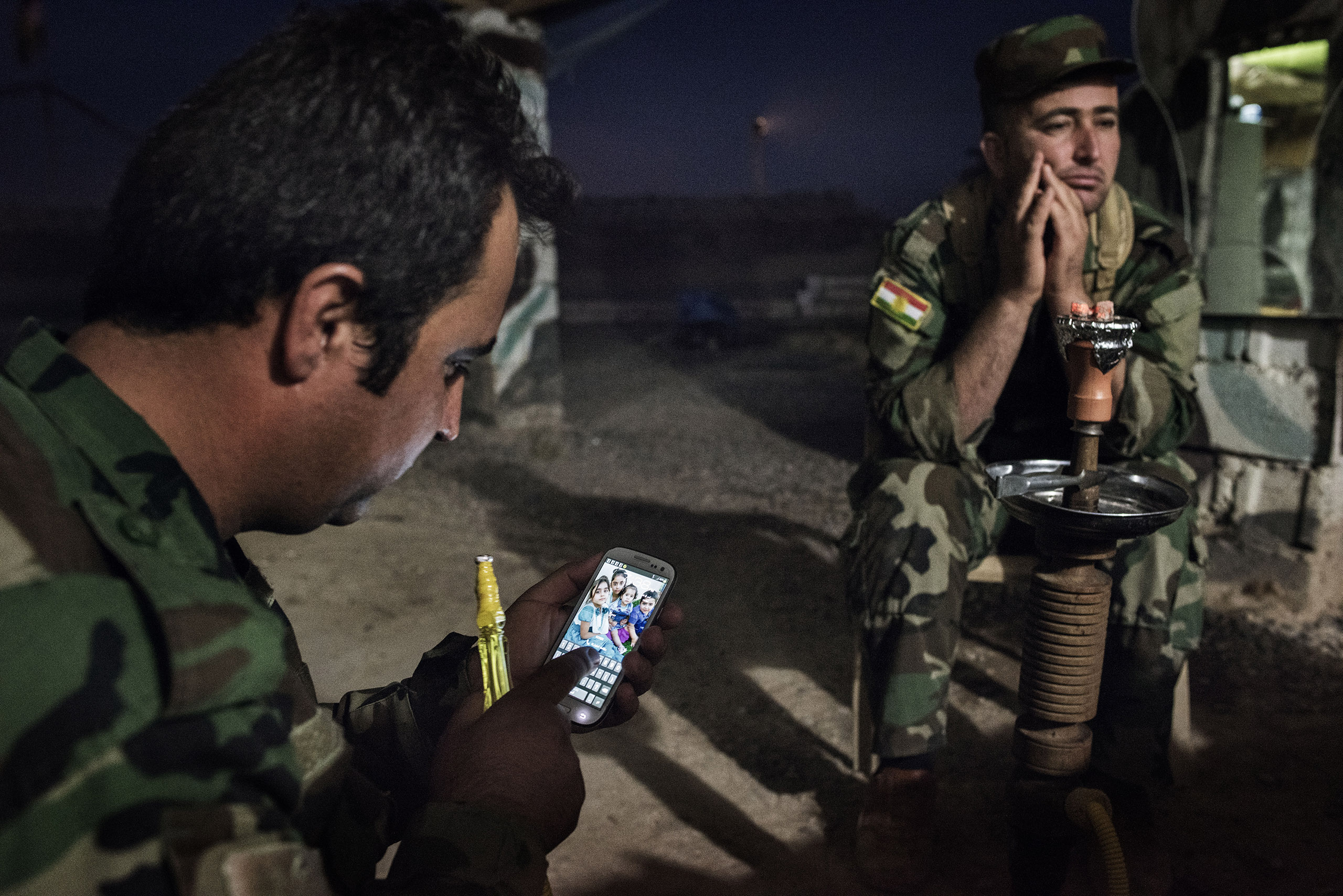 Kurdish Peshmerga at the Dogherkan front,  a small Peshmerga outpost near Makhmour, Kurdistan,  Iraq,  May 8, 2016.