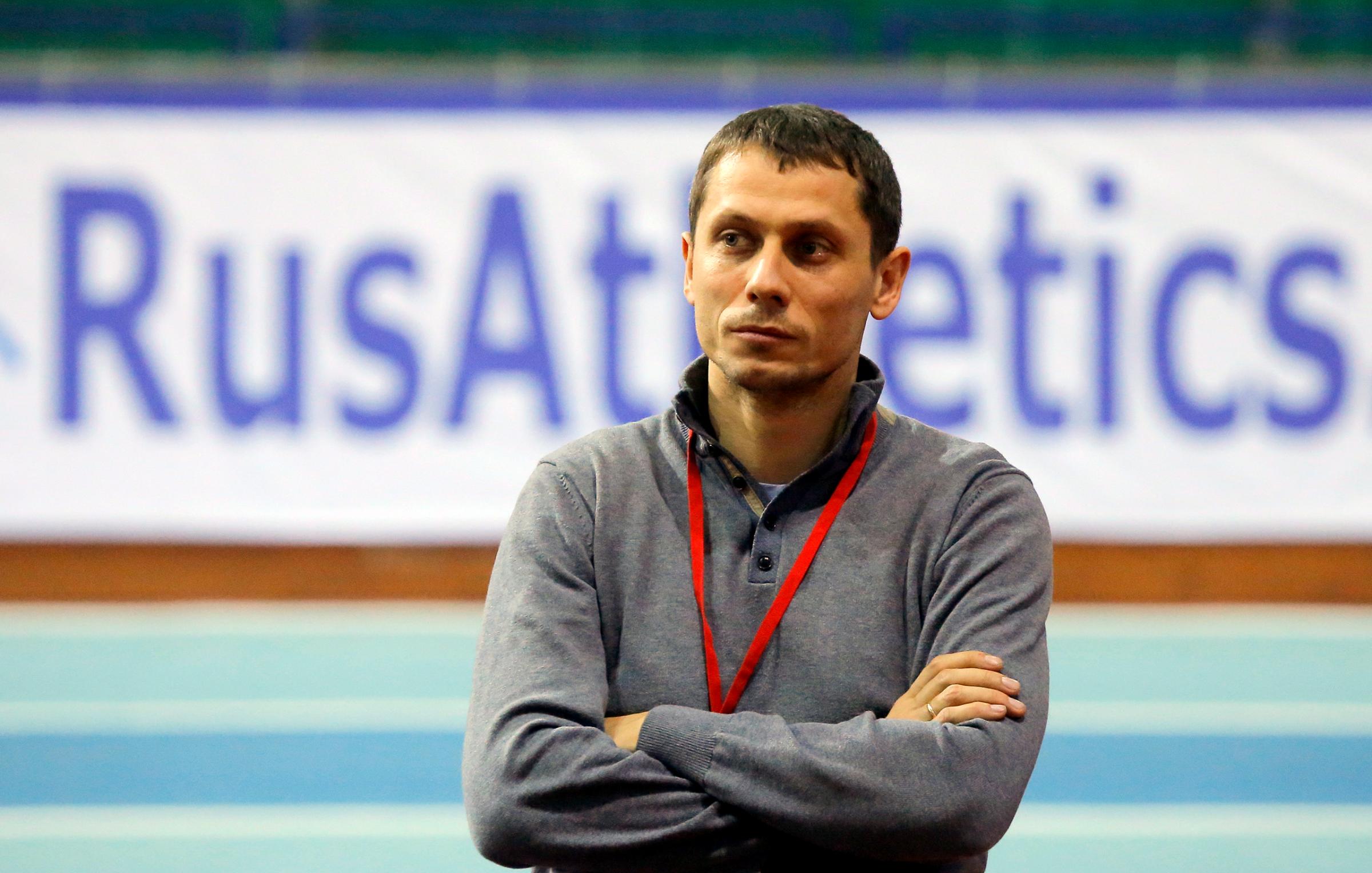 Head coach of Russian athletics team Borzakovsky attends Russian Indoor Championships in Moscow