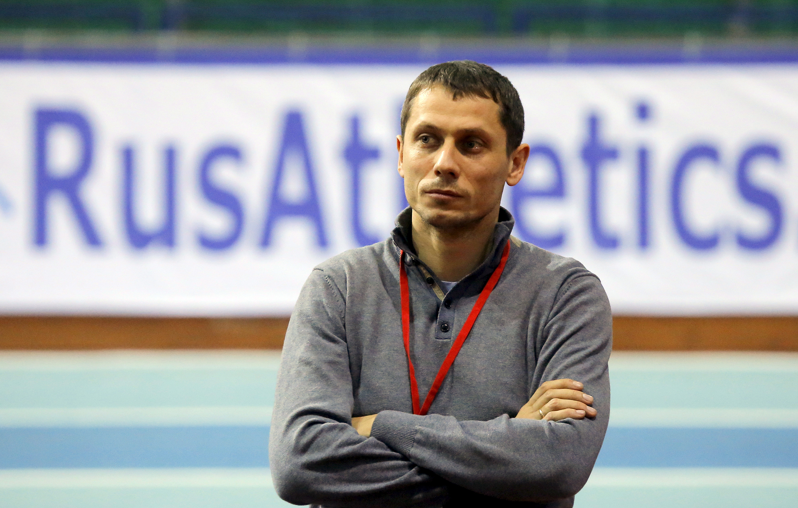Yury Borzakovsky, head coach of Russian athletics team, attends the Russian Indoor Championships 2016 in Moscow, Feb. 24, 2016. (Maxim Shemetov—Reuters)