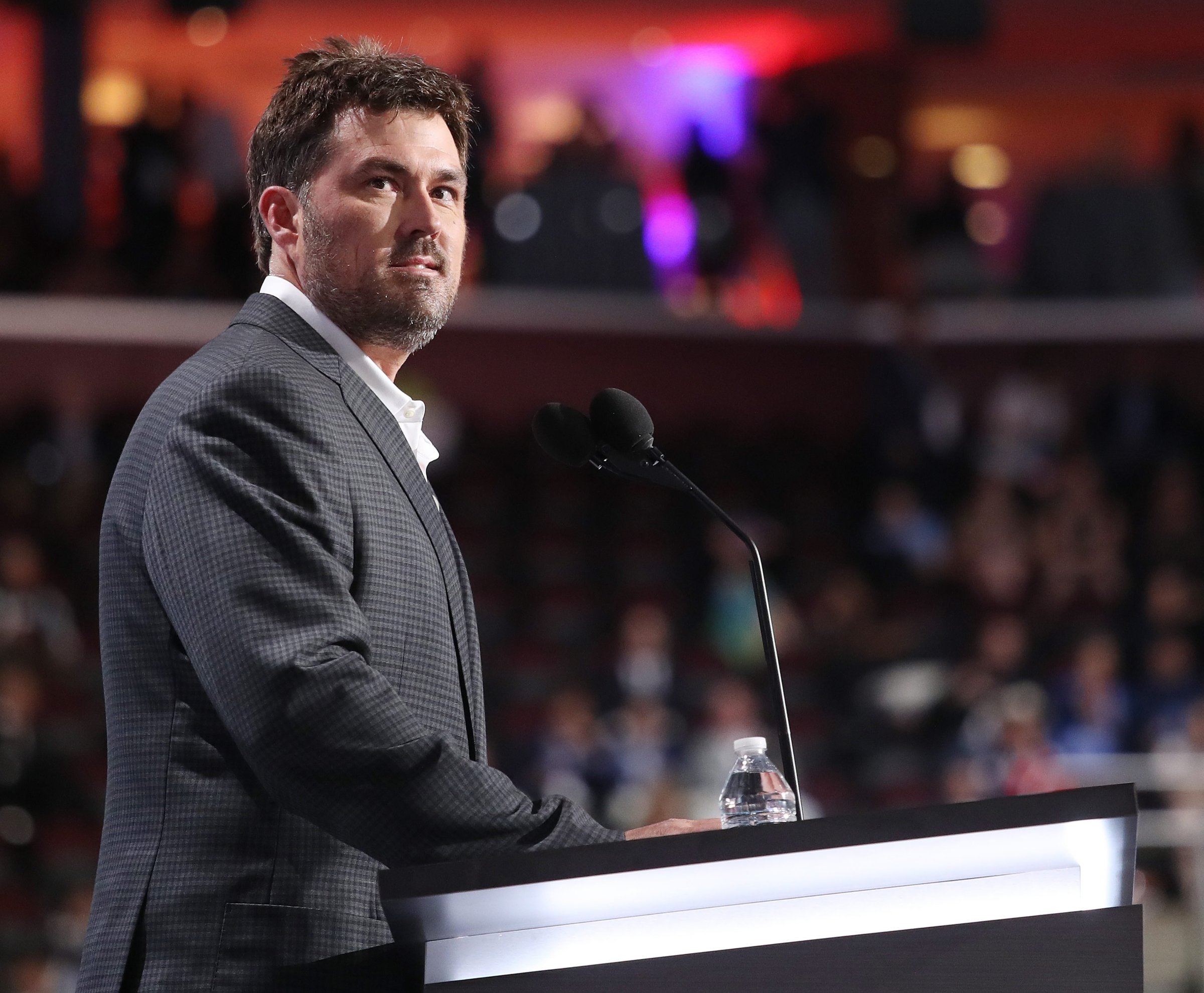 Former navy Seal Marcus Luttrell speaks during the second session during the first day of the 2016 Republican National Convention at Quicken Loans Arena in Cleveland, July 18, 2016.
