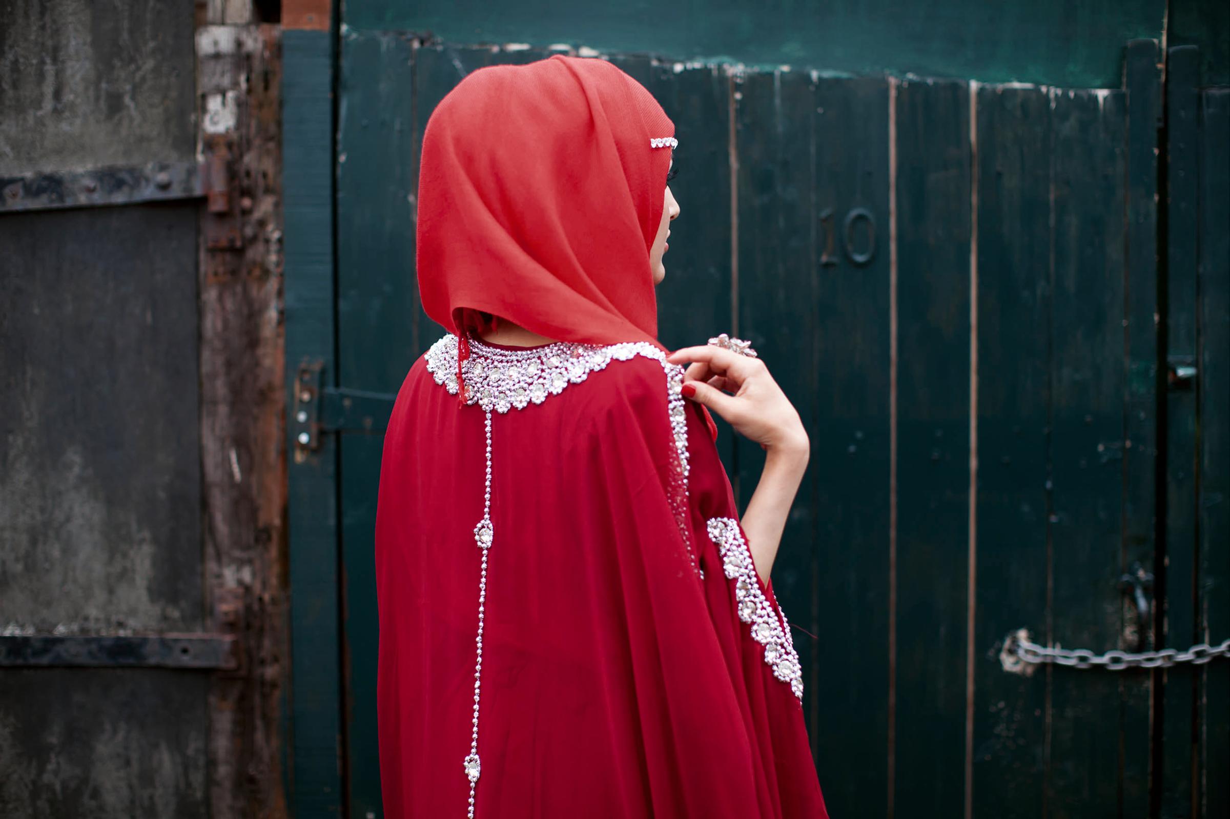 Red hijab, red dress and bling from the series Honest With You, 2013