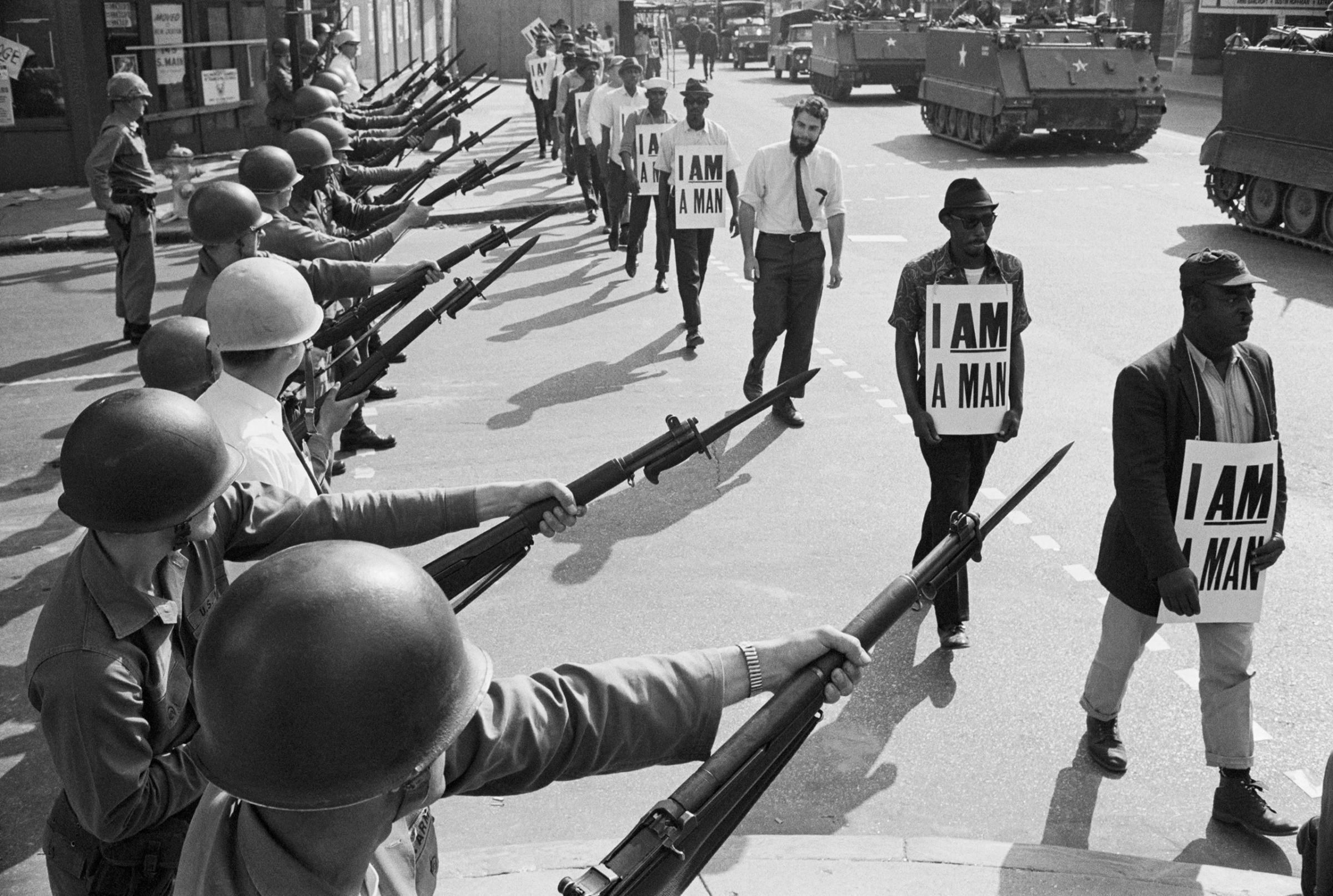 Soldiers at Civil Rights Protest in Memphis, 1968.