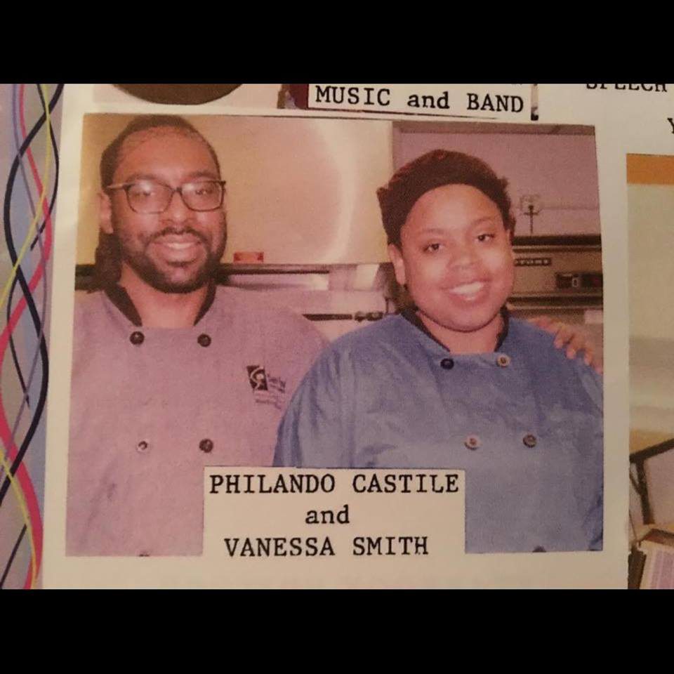 Philando Castile (L) is seen with a colleague in this undated J.J. Hill Montessori Magnet School yearbook photo.