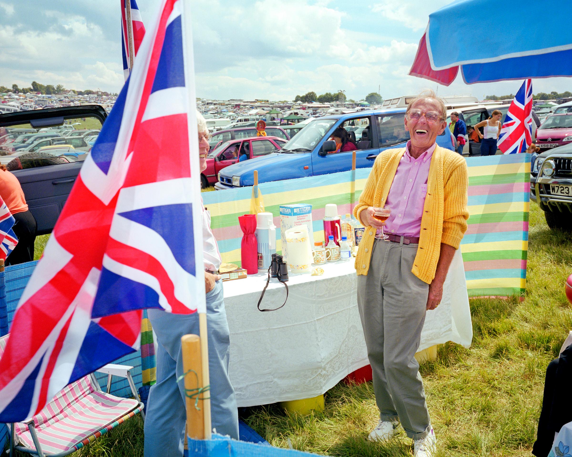 Picnic in the car park on Derby Day at Epsom Downs Racecourse, June 2001
